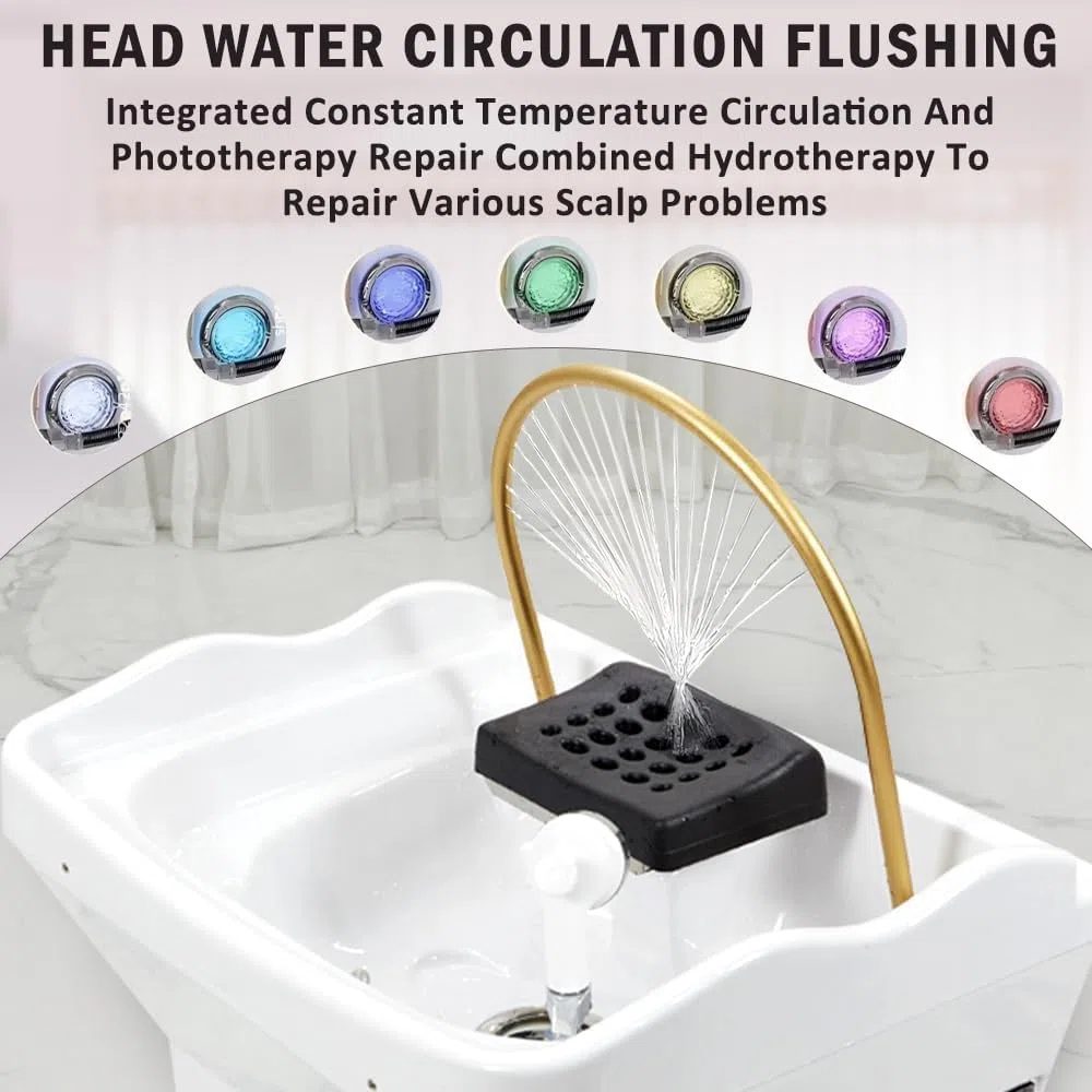 Mobiles Waschbecken-Head Spa Ausstattung Mit 60l Wassertank,Inklusive Begasungsmaschine Und Dampfhaube, Mobiles Waschbecken VerfüGt Mit 4 GeräUschloses Rad, Geeignet FüR Head Spas Und Friseursalons