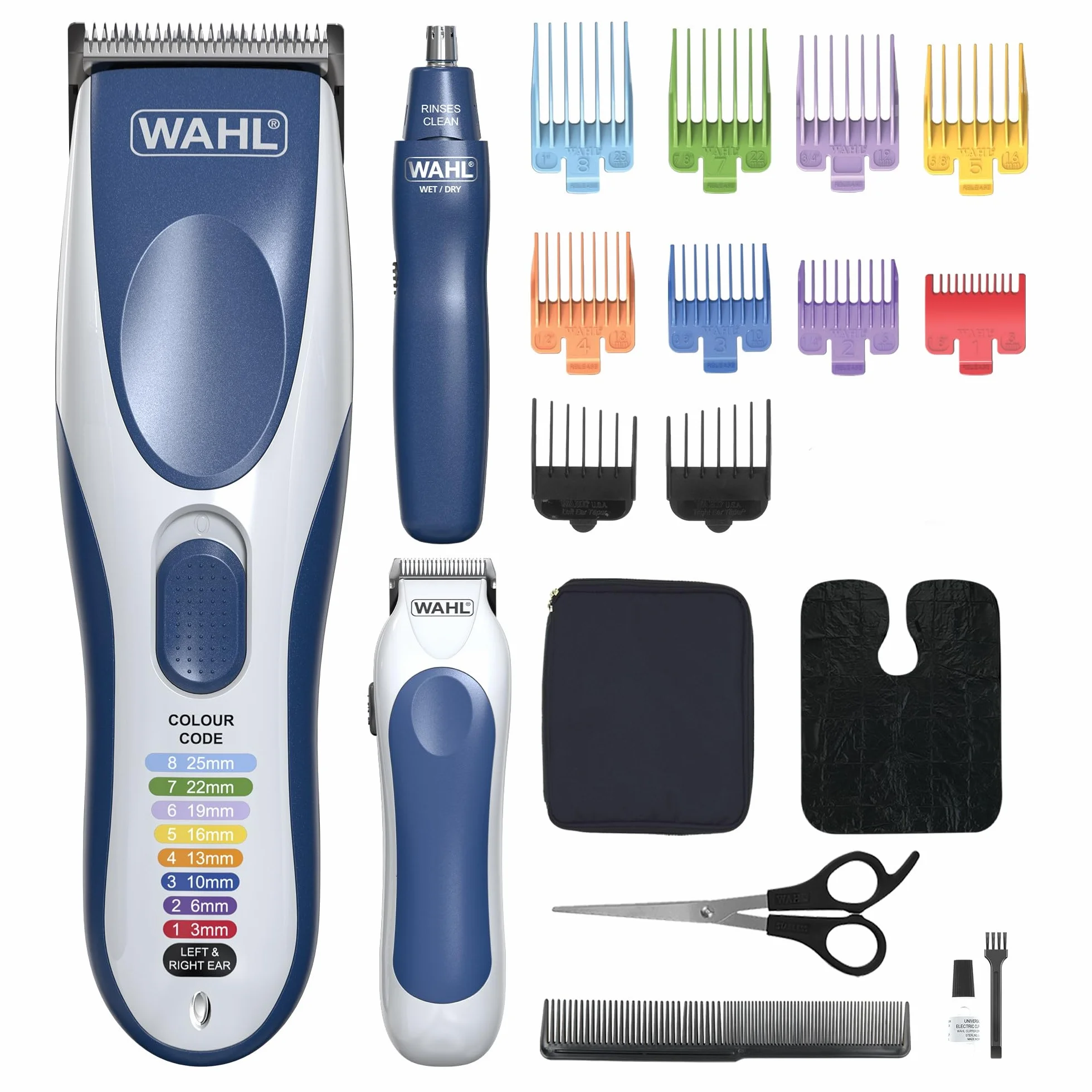 Wahl Color Pro Combo 3in1, Haarschneider für Männer, Familien-Haarschneideset, Kopfrasierer, Herren-Haarschneider mit Barttrimmer, Nasentrimmer, Personal Trimmers, Grooming Kit