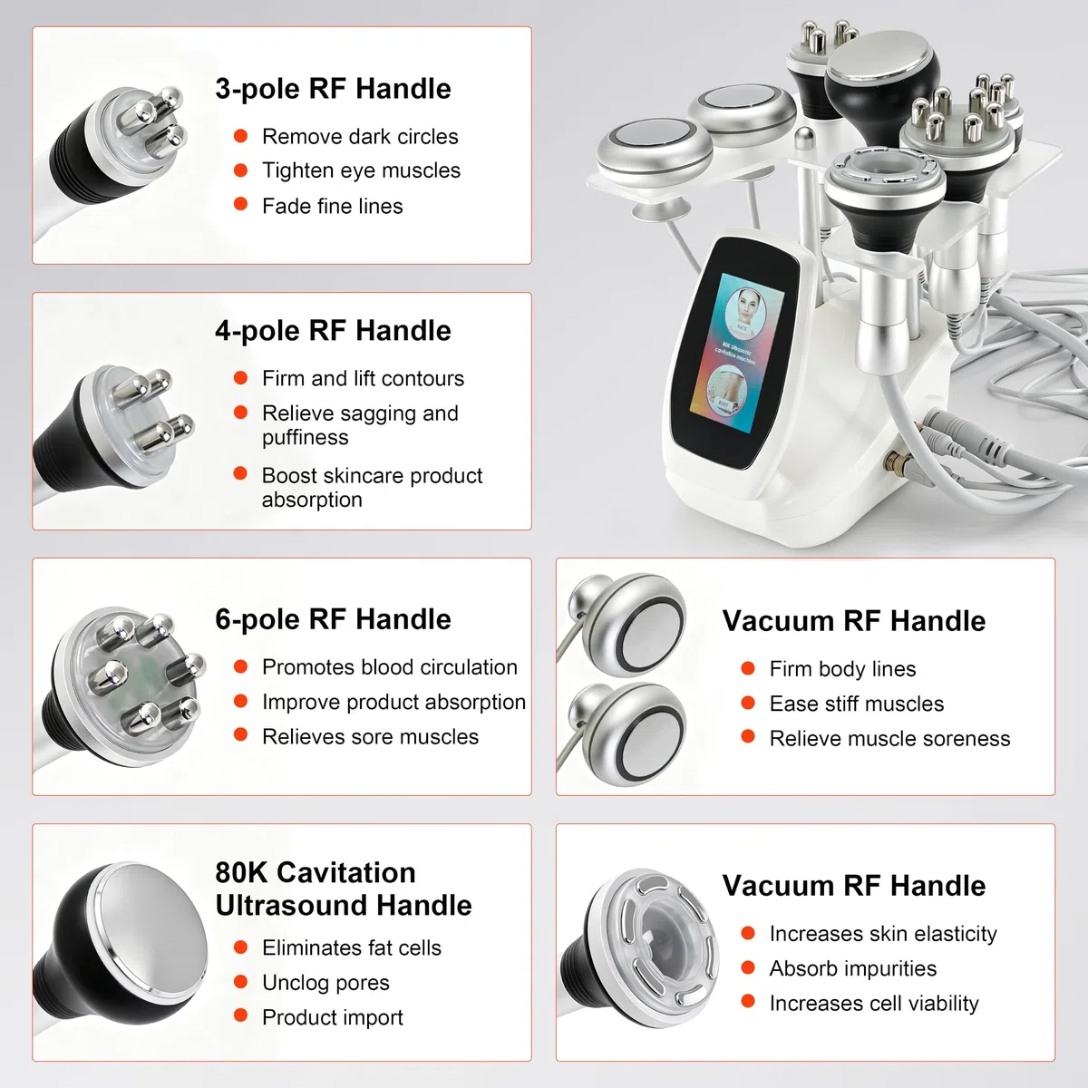 Elitzia 6-in-1 Körperformung, Kavitation, 80 K, Maschine, Fettverbrennung, Vakuum, Radiofrequenz, EMS, Hautstraffung, RF, reduziert Falten, RF, Ultraschall, Kavitationsmaschine, Salon, Spa