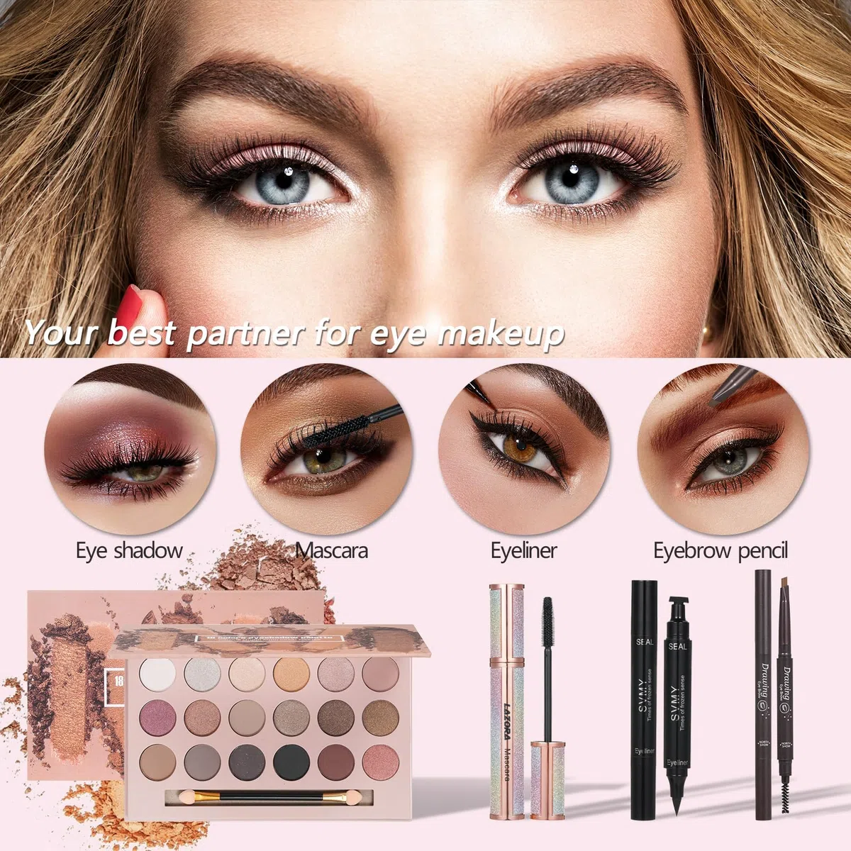 Make-up-Set für Frauen, komplettes Set, Urlaubs-Geschenk-Box, unverzichtbares Starter-Bundle, enthält komplettes Make-up-Set