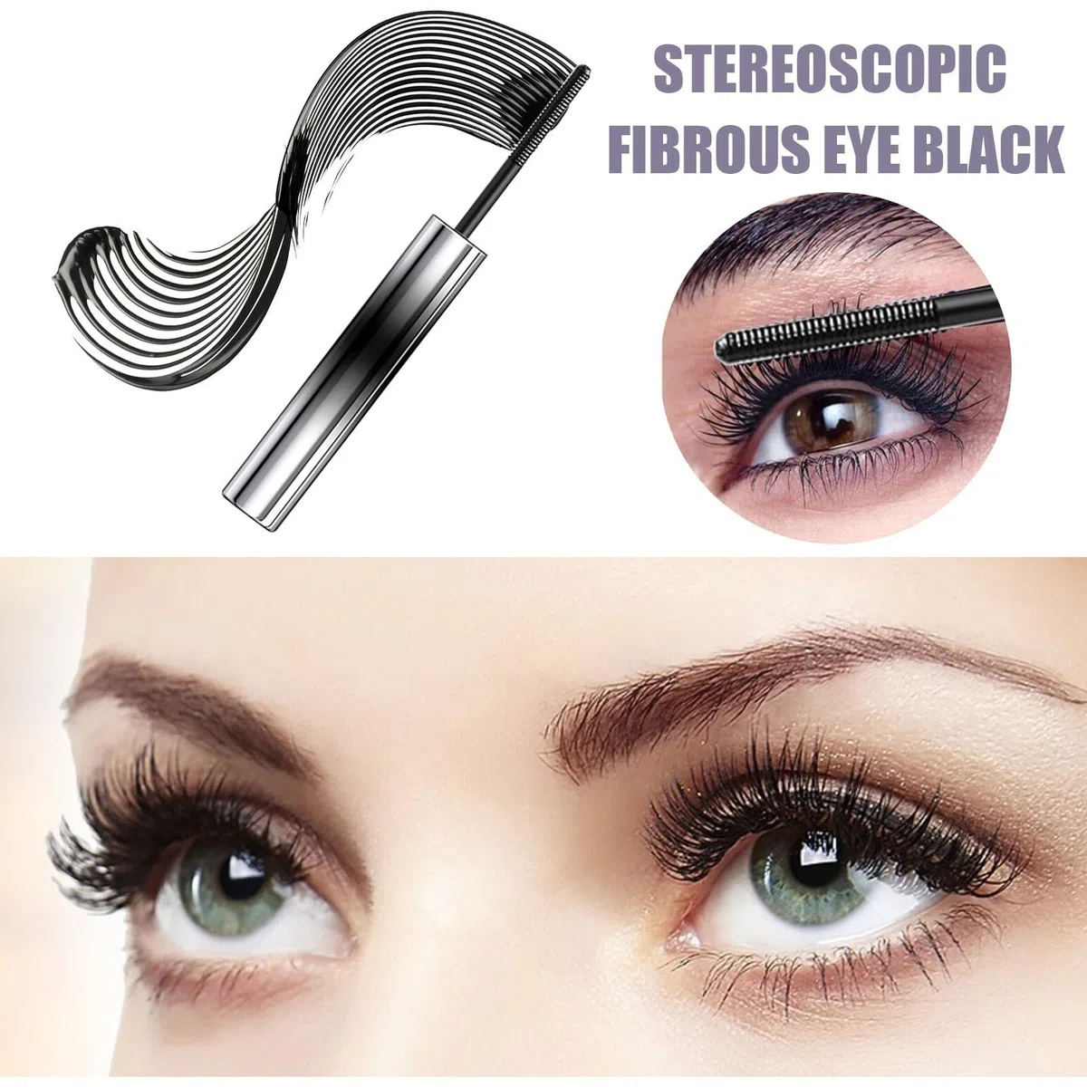 Metallische Mascara, wasserdicht und schmutzabweisend, Mascara mit Fasern, langlebige Verlängerungen mit extra dick und wasserfest, schmierfest und ohne Klumpen, für Augen-Make-up