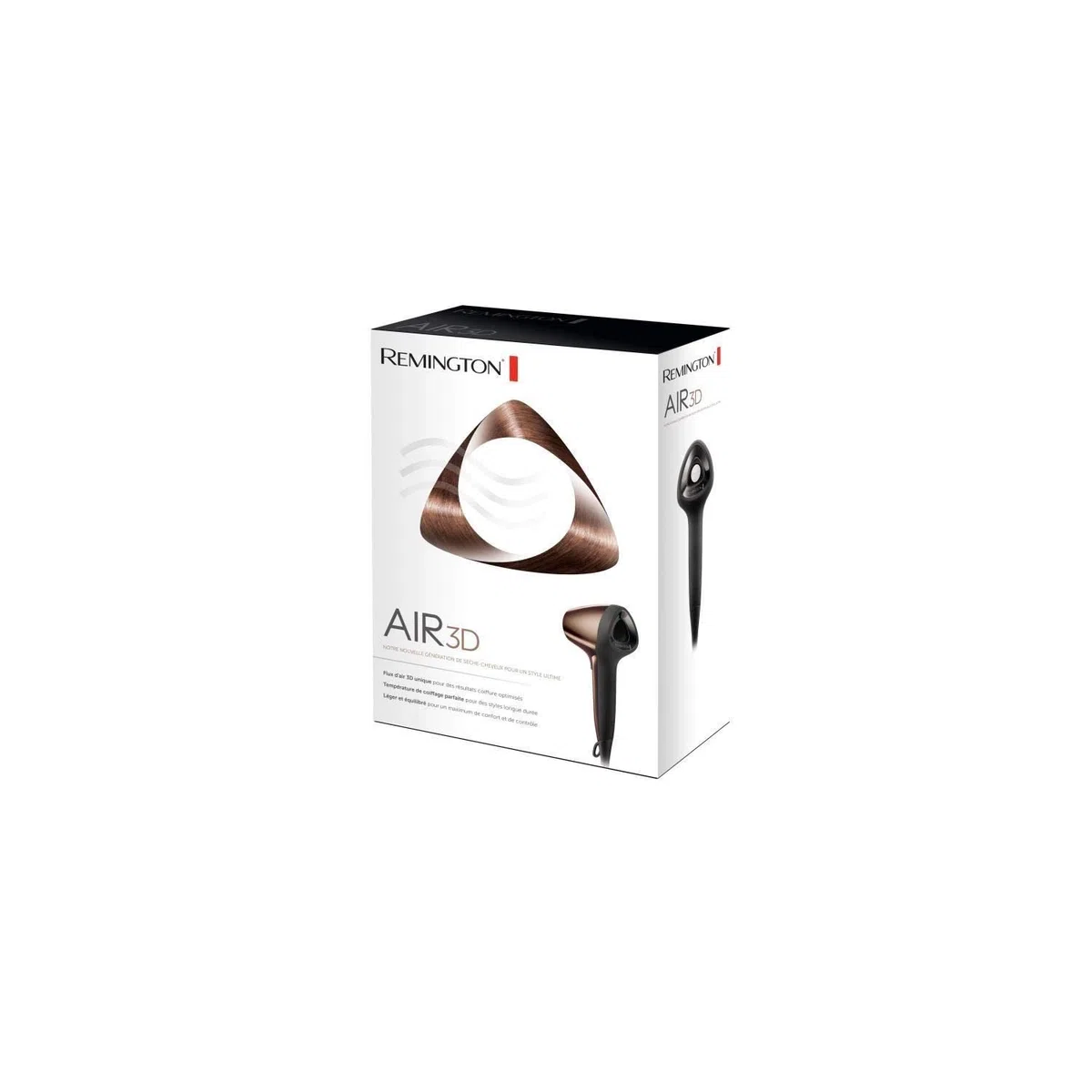 Remington Haartrockner Ionen Air3D bronze [leicht & ausbalanciert] einzigartiger + innovativer 3D-Luftstrom (110km/h Luftstrom, 3 Heiz- & 2 separate Gebläsestufen, 2 Stylingdüsen + Diffusor) D7777