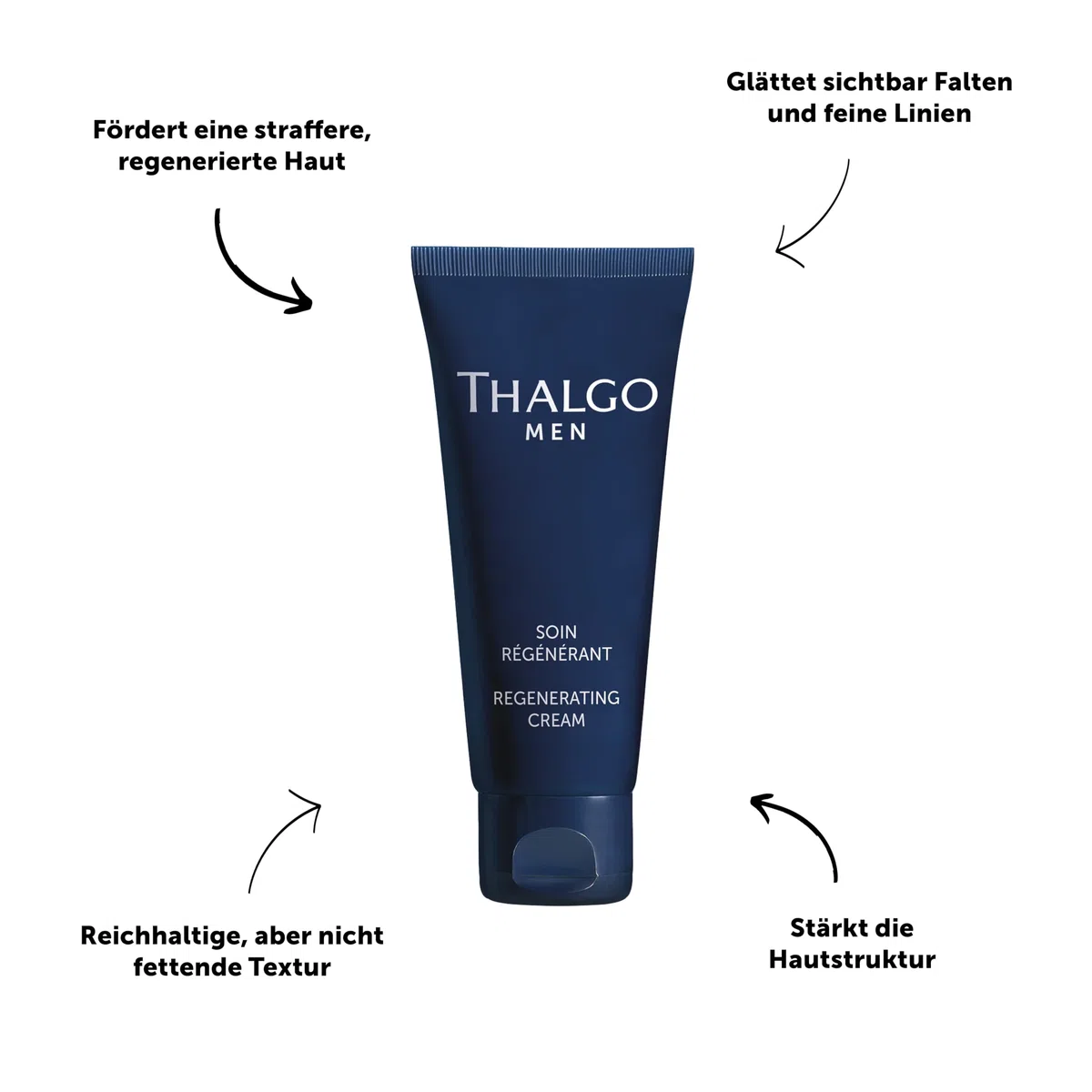 THALGO Men Anti-Falten Pflege - Straffende Gesichtscreme mit Meereswirkstoffen, intensive Glättung und Hydration für Männer, 50 ml