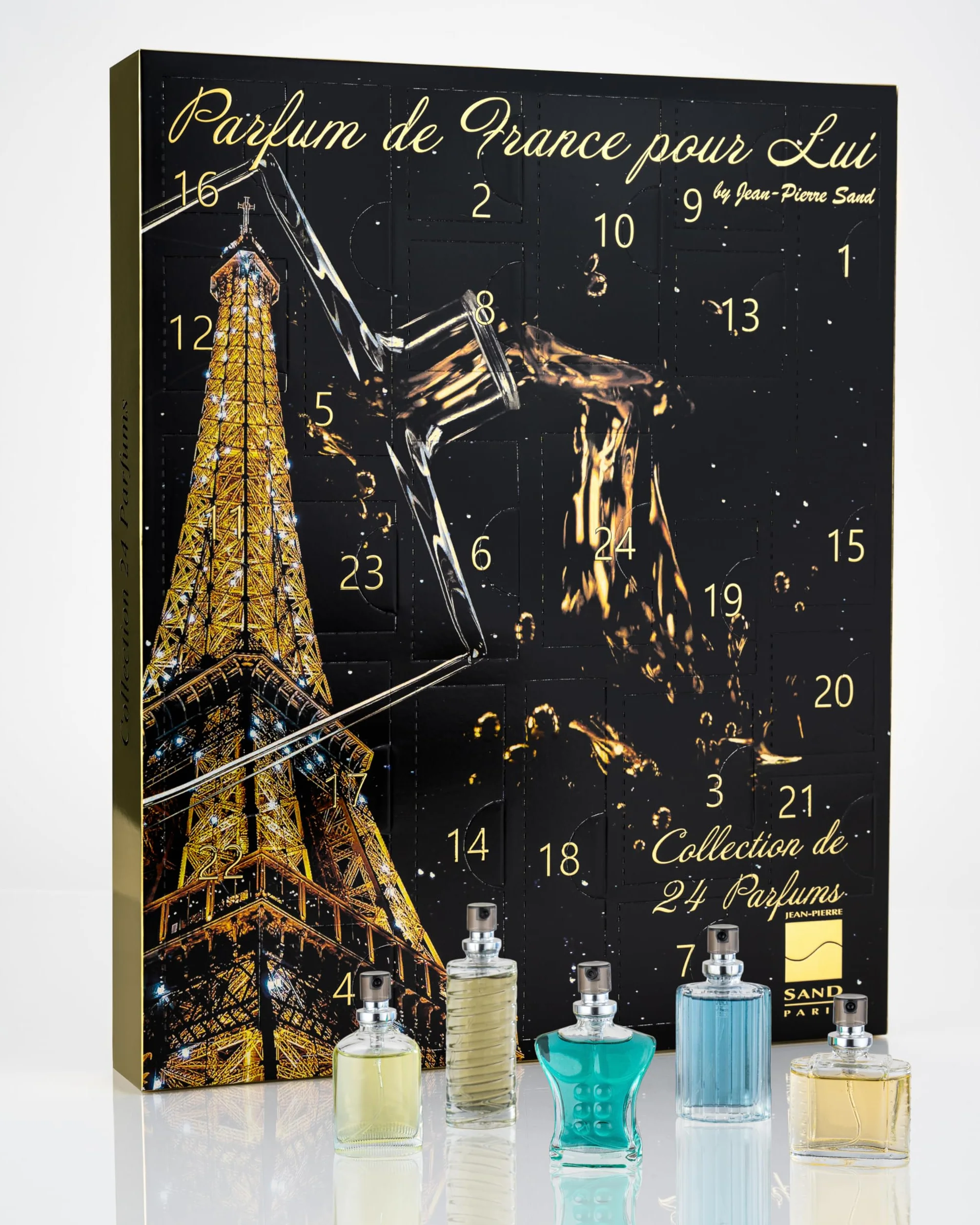 Jean-Pierre Sand - Parfum Adventskalender Parfum de France pour Lui - 24 teiliges Duftset - Beauty Geschenk für Herren vor Weihnachten 2024