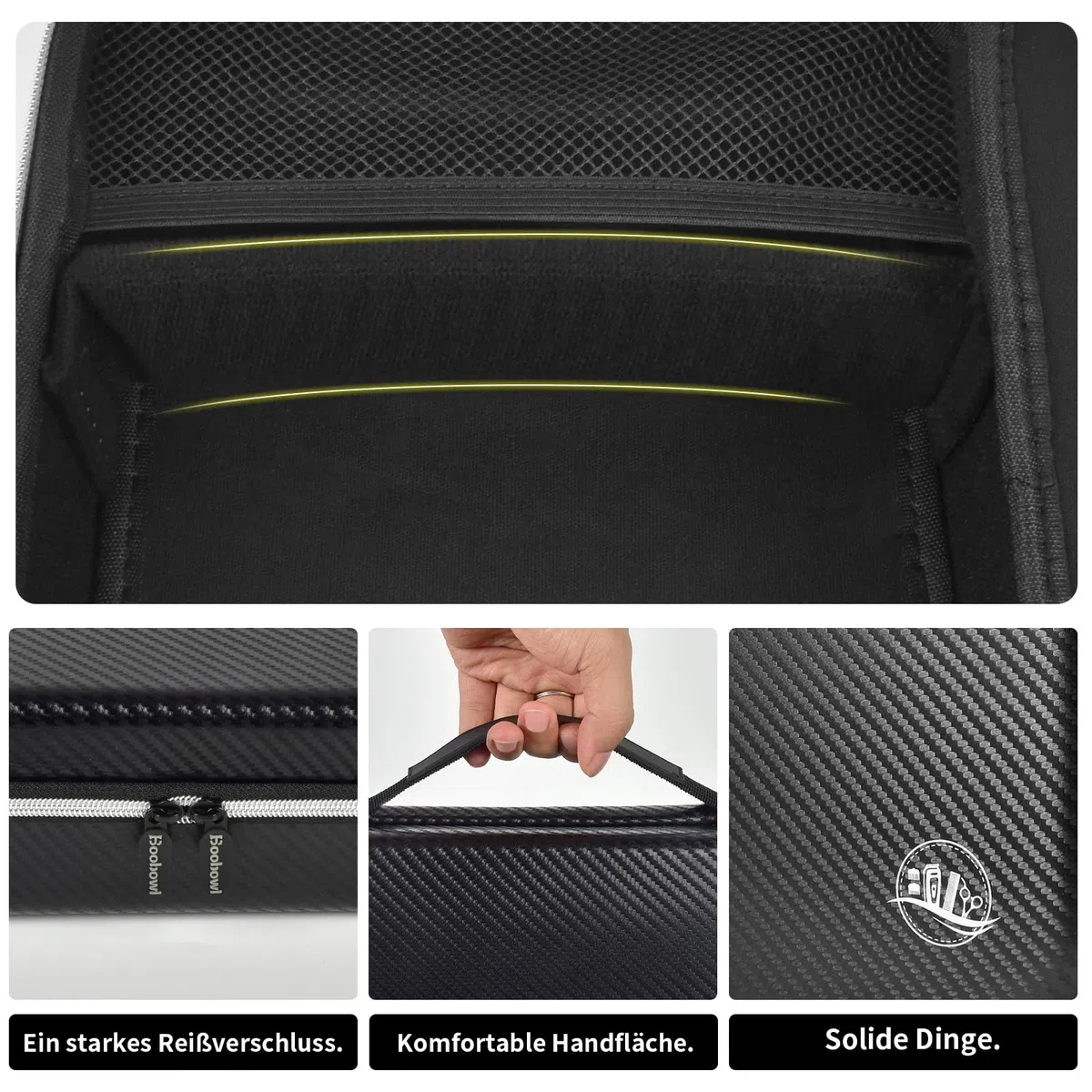 Boobowl Haarschneider Zubehör Tasche für Clipper und Zubehör, Men Hair Trimmer Box, Portable Clipper Aufbewahrungshalter für Haarschneiden, Guard Grooming Kit (nur Box) (Schwarz Silber)