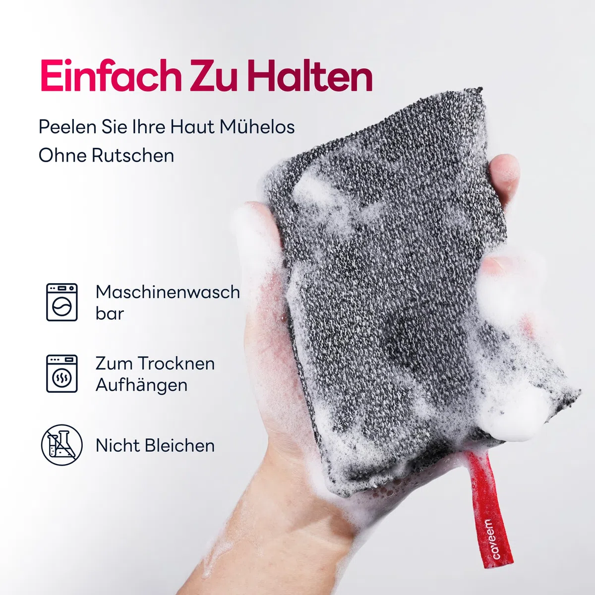 CAVEEM Peeling-Körperschwamm, Rauer Körper-Exfoliator zum Entfernen Abgestorbener Haut, Quadratischer Duschschwamm für Herren, Starker Bade- & Körperpuffer (2er-Pack)