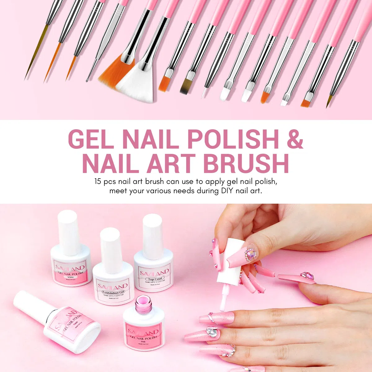 SAVILAND Acryl Nagelset Starterset Komplett: Gelnägel Starterset, Gel Nagellack Acrylpulver Nagelfräser U V Lampe Acryl Liquid Nagelbürste Nägel Selber Machen Nail Art Maniküre Geschenk für Frauen