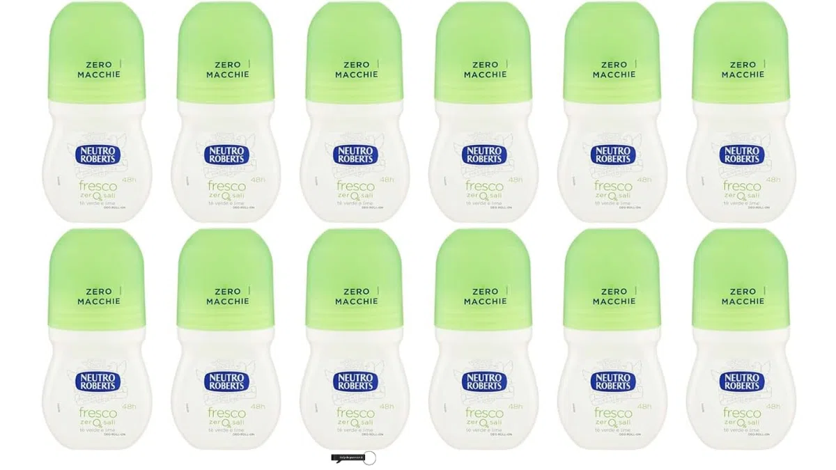 12x Neutro Roberts Deo Roll-On Fresco, Grüner Tee und Limette, ohne Aluminiumsalze, keine Flecken, 50 ml,+ Italy Shop Service Kostenloser Schlüsselanhänger