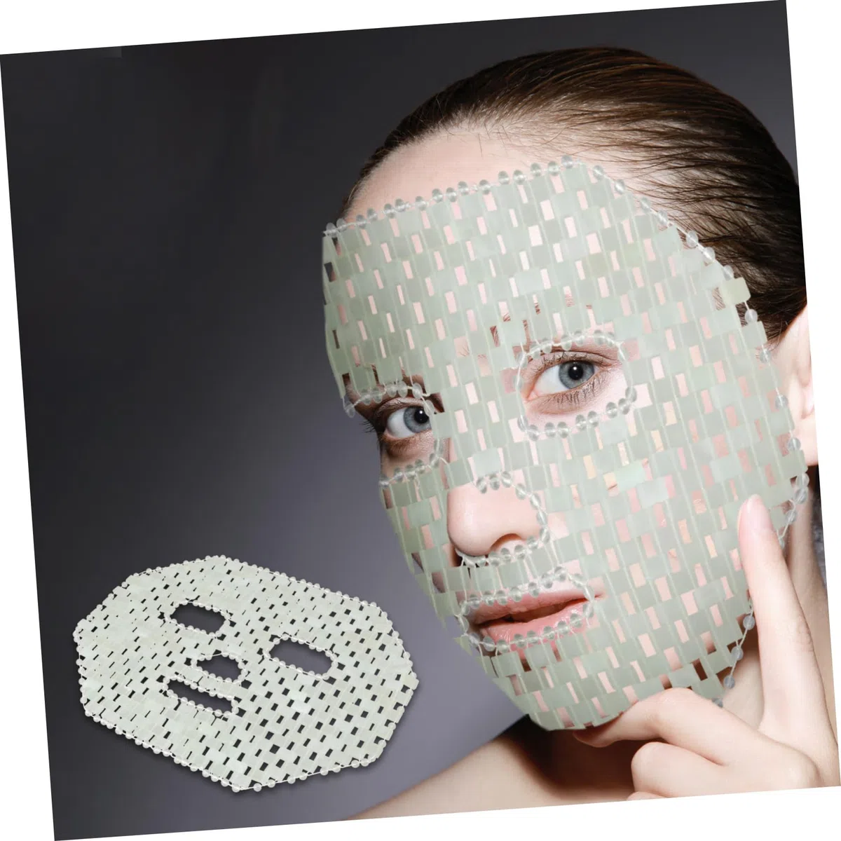 Hohopeti Natürliche Jade Massagemaske für Zuhause zur Linderung von Muskel und Bruxismus Schwellungen Grüne Hautpflege Maske für Entspannende Beauty Anwendungen