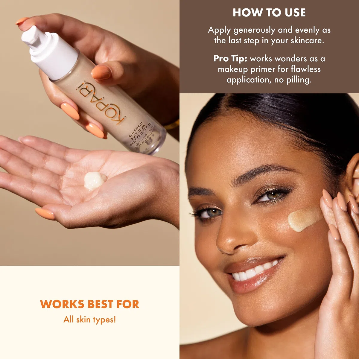 Kopari Sun Shield Soft Glow Täglicher Gesichts-Sonnenschutz LSF 30, leicht und durchscheinend, strahlender und gesunder Glanz, perfekt