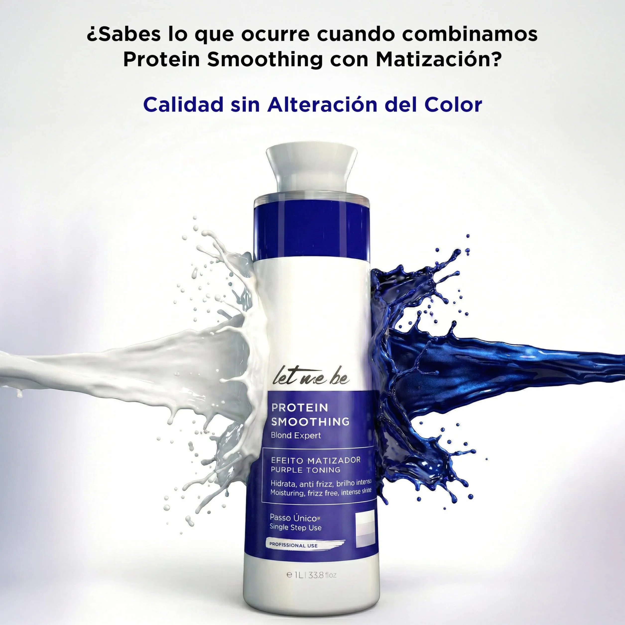 Let Me Be – Protein Smoothing Blond Expert, 1-Schritt Glättung ohne Formaldehyd, mit Keratin & Bio-Wirkstoffen, schützt blondes, graues & blondiertes Haar – 100 % brasilianisch (500ml)