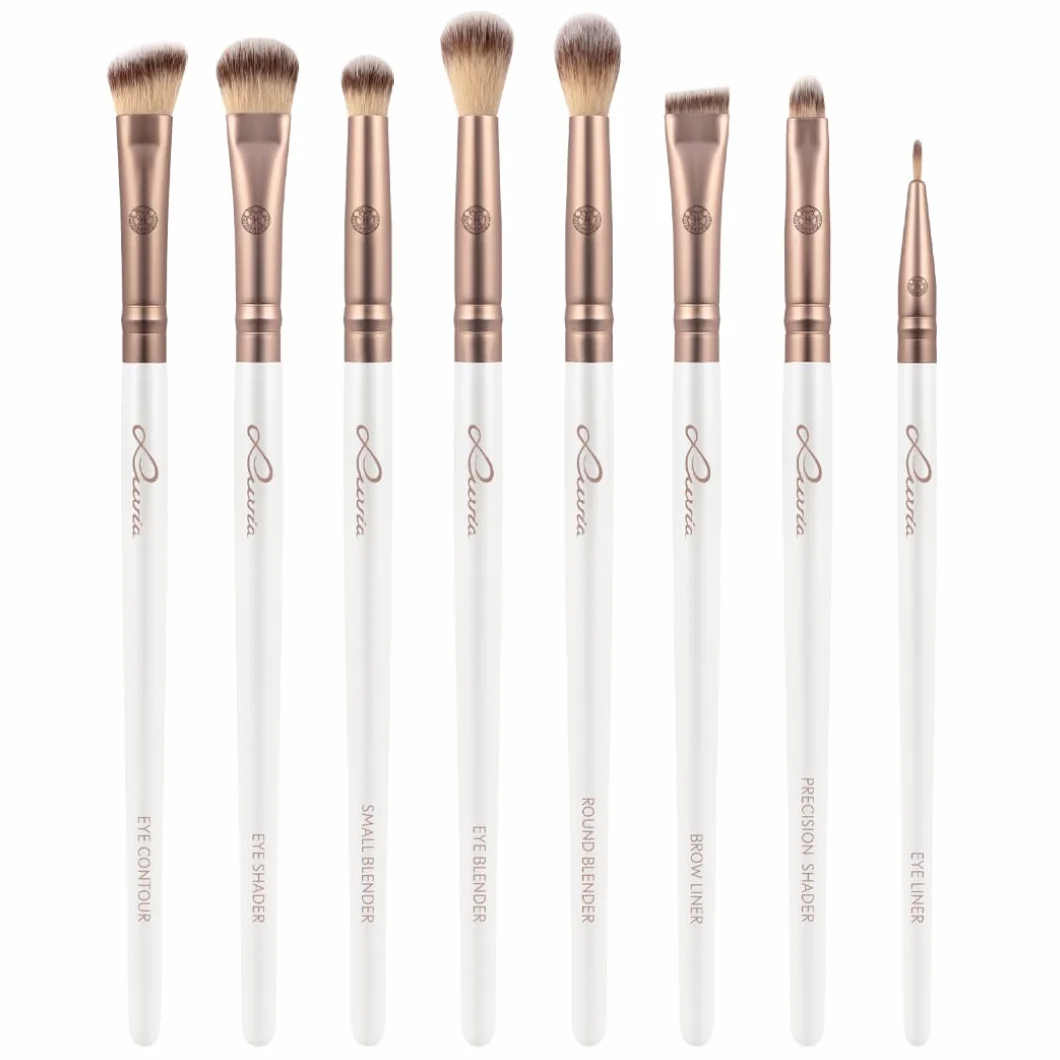 Luvia Make-up Pinselset 15-teilig vegan Profi Schminkpinsel inkl. Blender Reinigungsmatte Leder-Köcher Coffee Perlmutt
