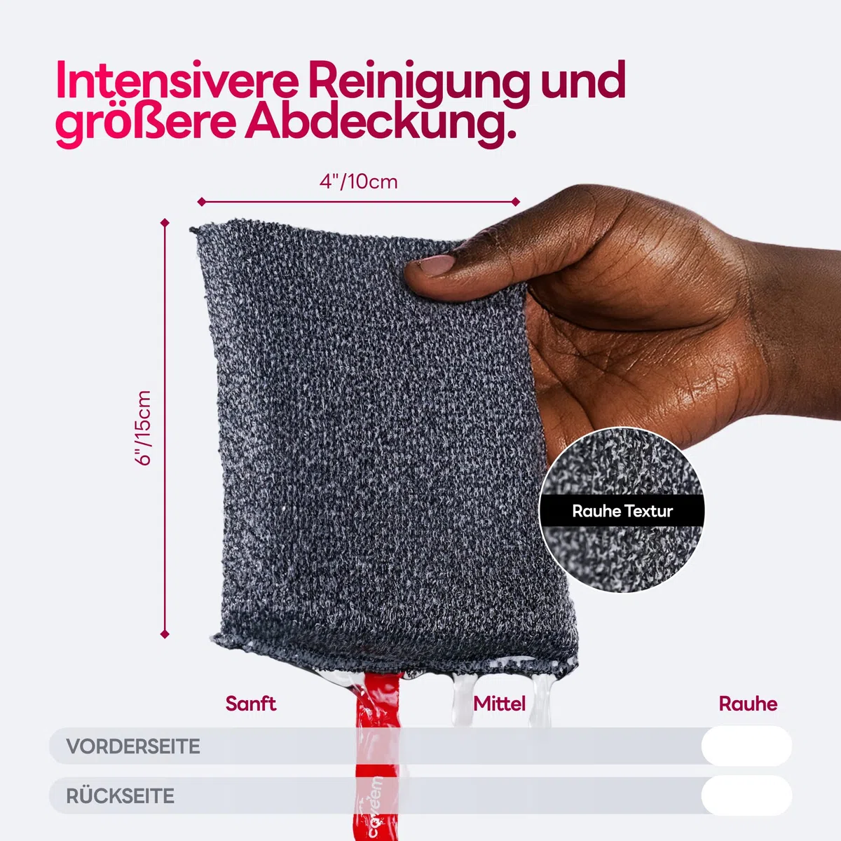 CAVEEM Peeling-Körperschwamm, Rauer Körper-Exfoliator zum Entfernen Abgestorbener Haut, Quadratischer Duschschwamm für Herren, Starker Bade- & Körperpuffer (2er-Pack)