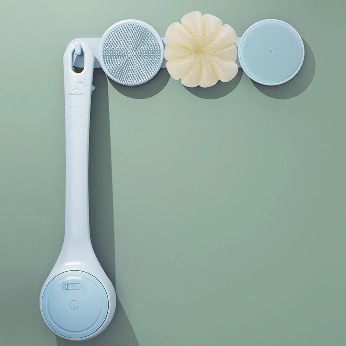 Elektrische Rücken-Peeling-Bürste, rotierendes Beinpeeling, 2 | Körperbürste für Peeling, wasserdicht, mit doppeltem Griff, für Frauen, Männer, Handpflege
