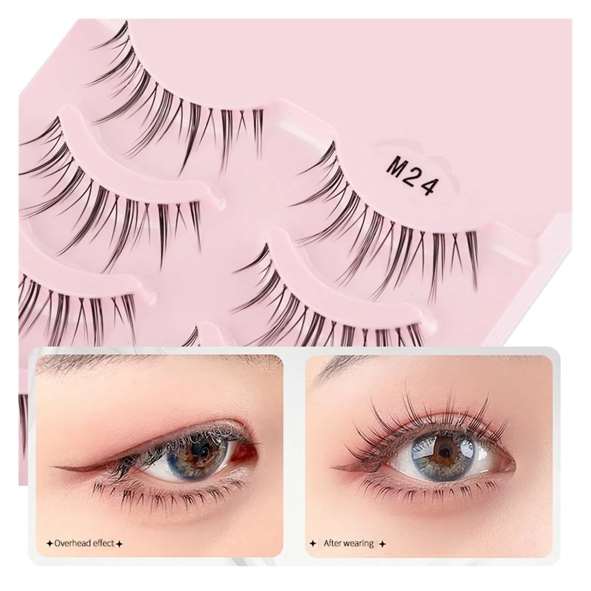 UAMOU 2-50 Boxen Manga Lashes Falsche Wimpern Puppe Koreanische Natürliche Anime Wimpern Stachelige Dicke Faux Nerz Wimpern Streifen Make-Up Cheerfully (Color : M24, Size : 20 boxes)