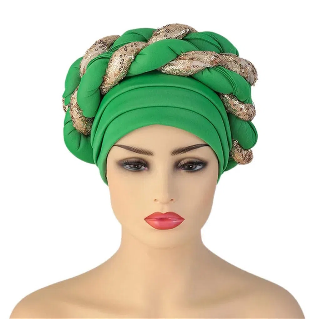 African Auto Geles Headtie bereits hergestellte Headties Shinning Pailletten Turban Cap für Frauen weibliche Kopfwickel