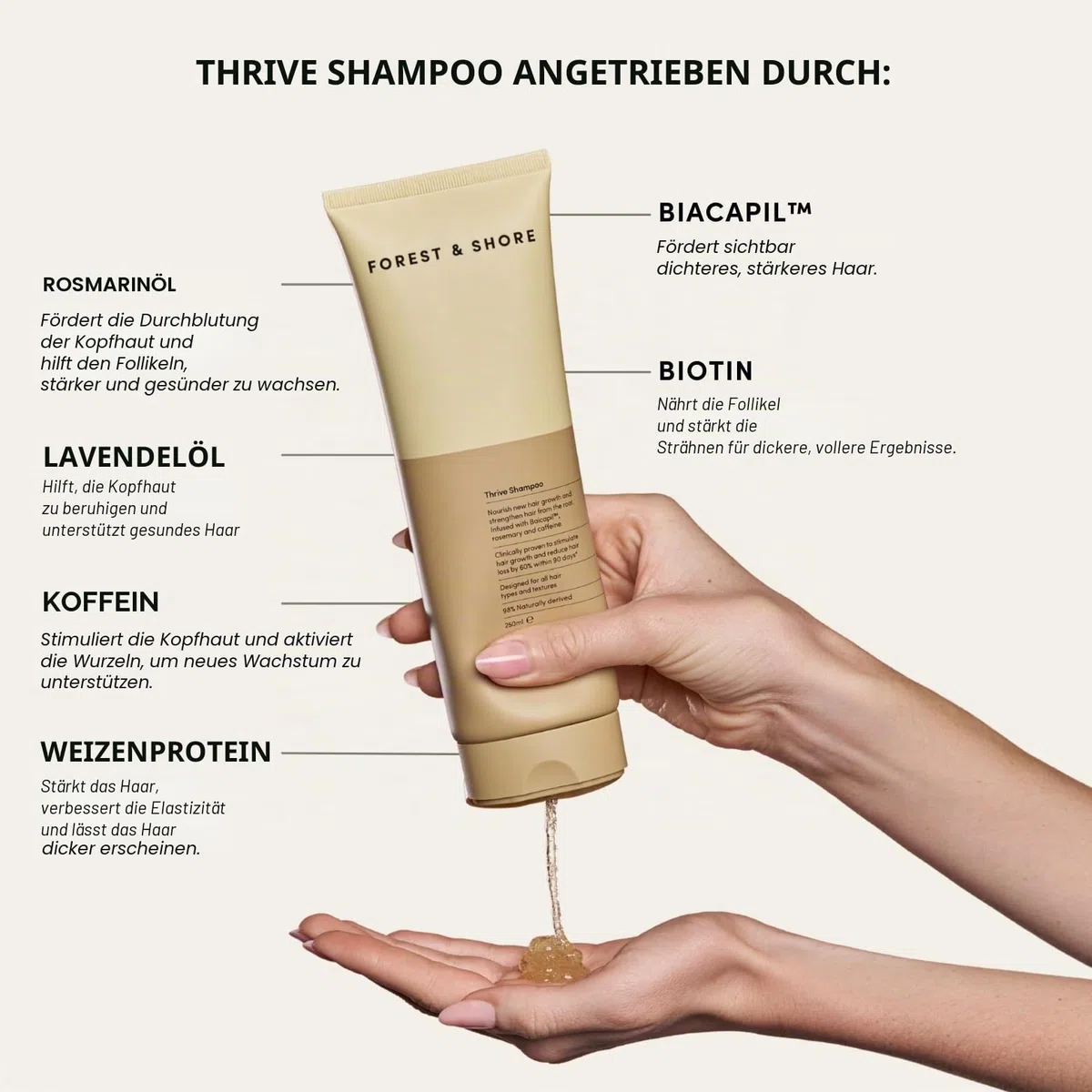 Forest & Shore Shampoo und Conditioner Set für Haarwachstum – Rosmarin Shampoo gegen Haarausfall mit Biotin, Koffein & Baicapil – 98% Natürlich, Sulfatfrei & ohne Silikone – Für Damen & Herren – 500ml
