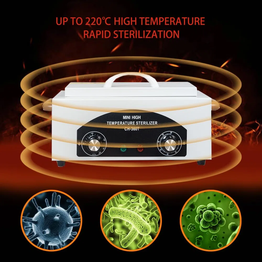 300W Heißluftsterilisator Desinfektion, Hochtemperatur-Sterilisator-Nagel-Werkzeug-Sterilisator, Trockene Hitze Sterilisator mit Timer für Kosmetik, Fusspflegestudios, Friseursalon, Weiß