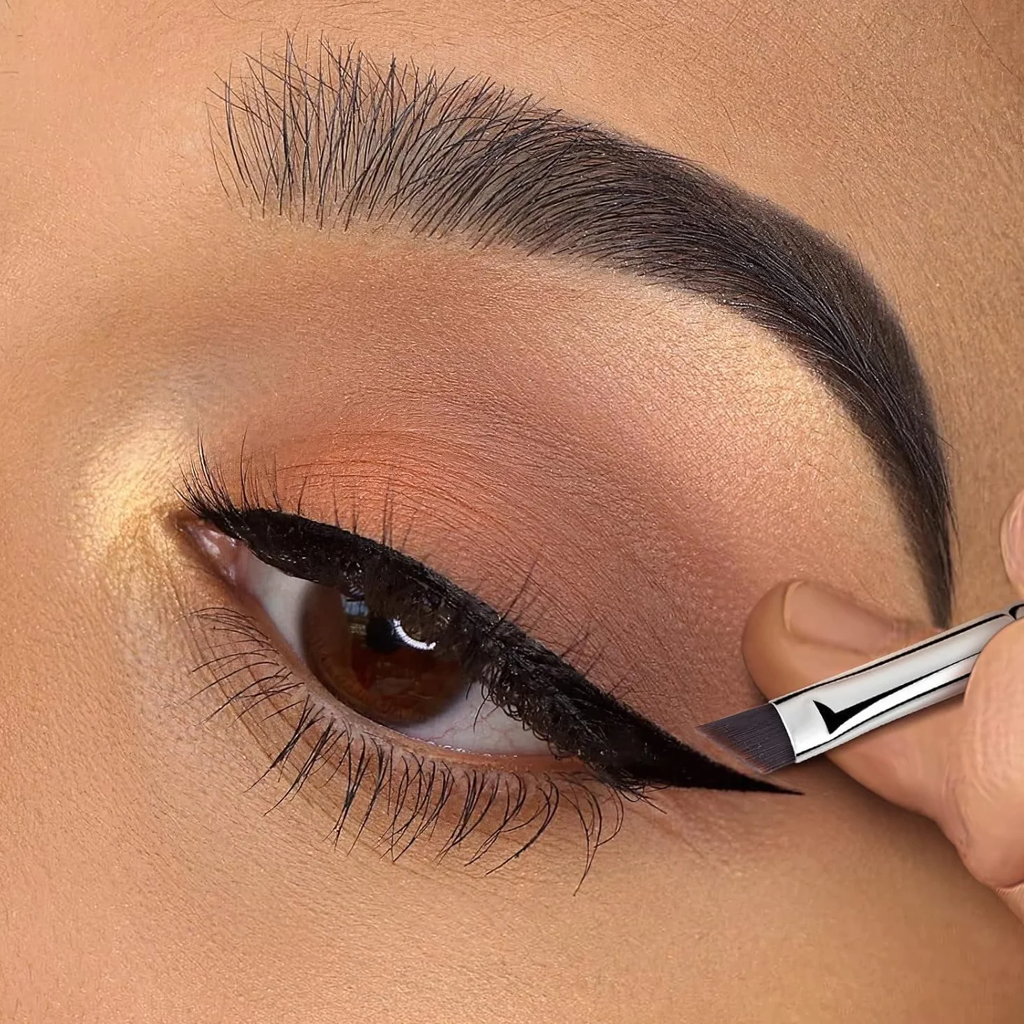 EIGSHOW Eyeliner-Pinsel, fein abgewinkelt, Profi-Präzisions-Pinsel, ultradünn, abgeschrägt, flacher Winkel, Premium-Qualität, zum Auftragen von Gelpuder, flüssiger Creme(E835)
