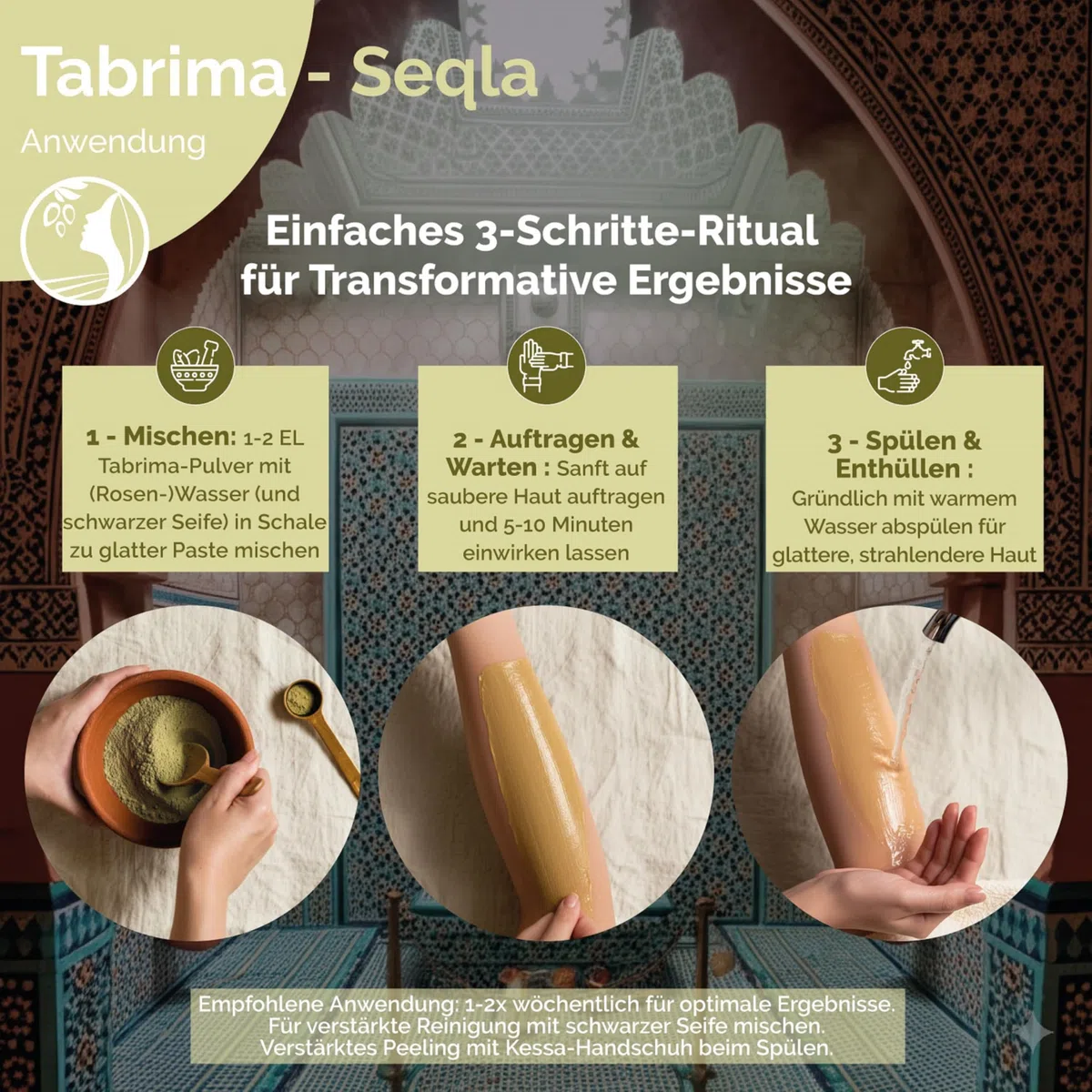 Fatima's Garden Tebrima/Soqla Hammam Marokkanisches Peeling mit Aker Fassi Natürlich Revitalisierend 500g