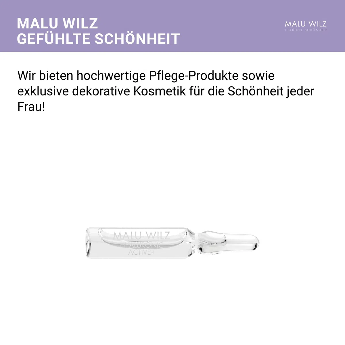 Malu Wilz Ampoule Hyaluronic Active+ 15 x 2ml I Hyaluron Ampullen Gesicht I Intensiv feuchtigkeitsspendendes Konzentrat I Für straffe, jugendliche Haut