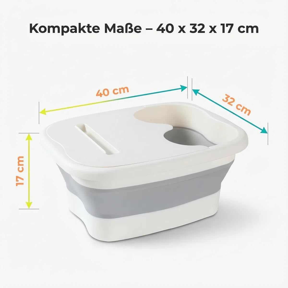 König Design faltbare Fußbadewanne mit Massagefläche, platzsparend & temperaturbeständig, 21 Liter – Grau