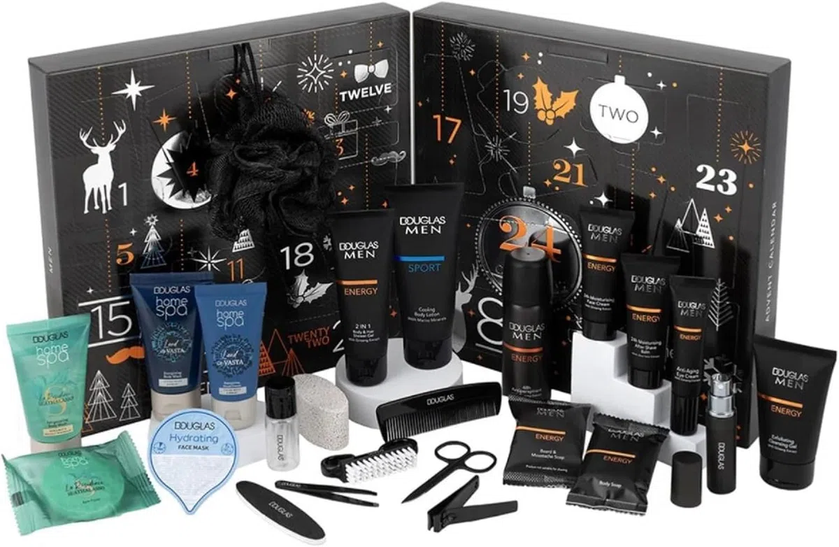 DOUGLAS Adventskalender 2023 Männer Beauty, 24 Pflege Kosmetik Advent Kalender für den Mann, Weihnachtskalender Wert 140 € Herren