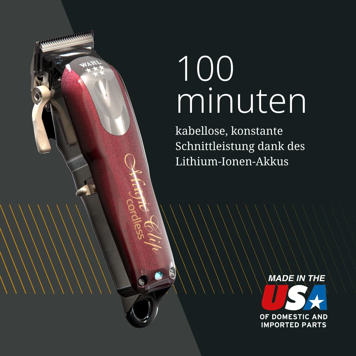 Wahl Cordless Magic Clip Haarschneidemaschine für Blending Rot