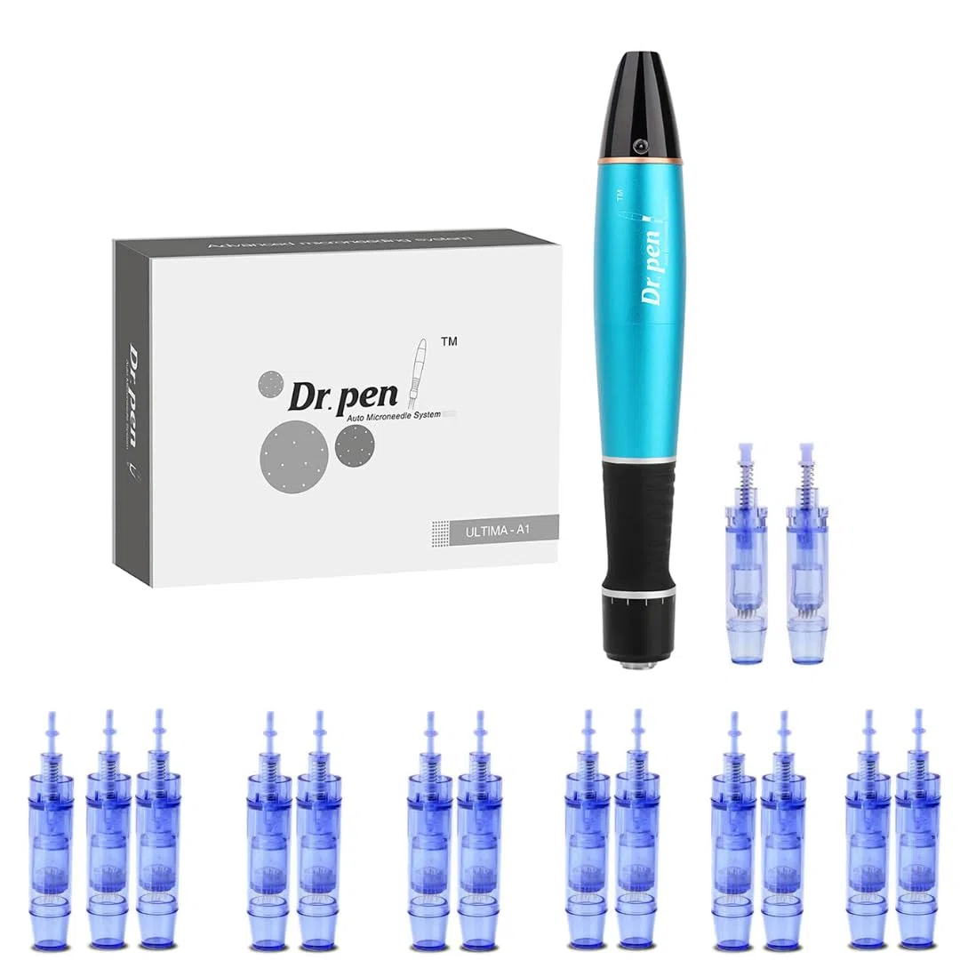 Dr. Pen A1 Professioneller kabelloser Microneedling-Stift, elektrische Microneedling-Maschine mit 10 x 12-poligen und 5 runden Nano-Patronen, Hautpflege-Set für Falten, Dehnungsstreifen, Narben