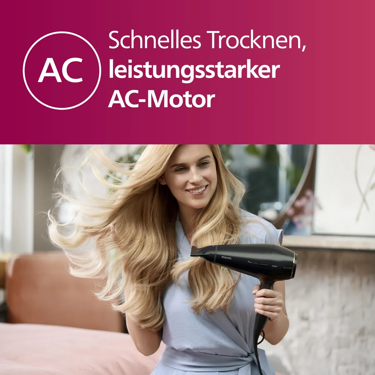Philips Haartrockner Prestige Pro, Haartrockner für professionelles Trocknen und Styling, mit 2 Stylingdüsen, 2.300 W, Modell HPS920/00