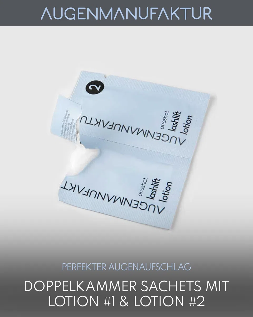 Augenmanufaktur Wimpernlifting-Lotion Doppelkammer Sachets Lotion #1 und #2 á 10 Stück mit je 1 ml - macht Wimpern formbar und fixiert sie