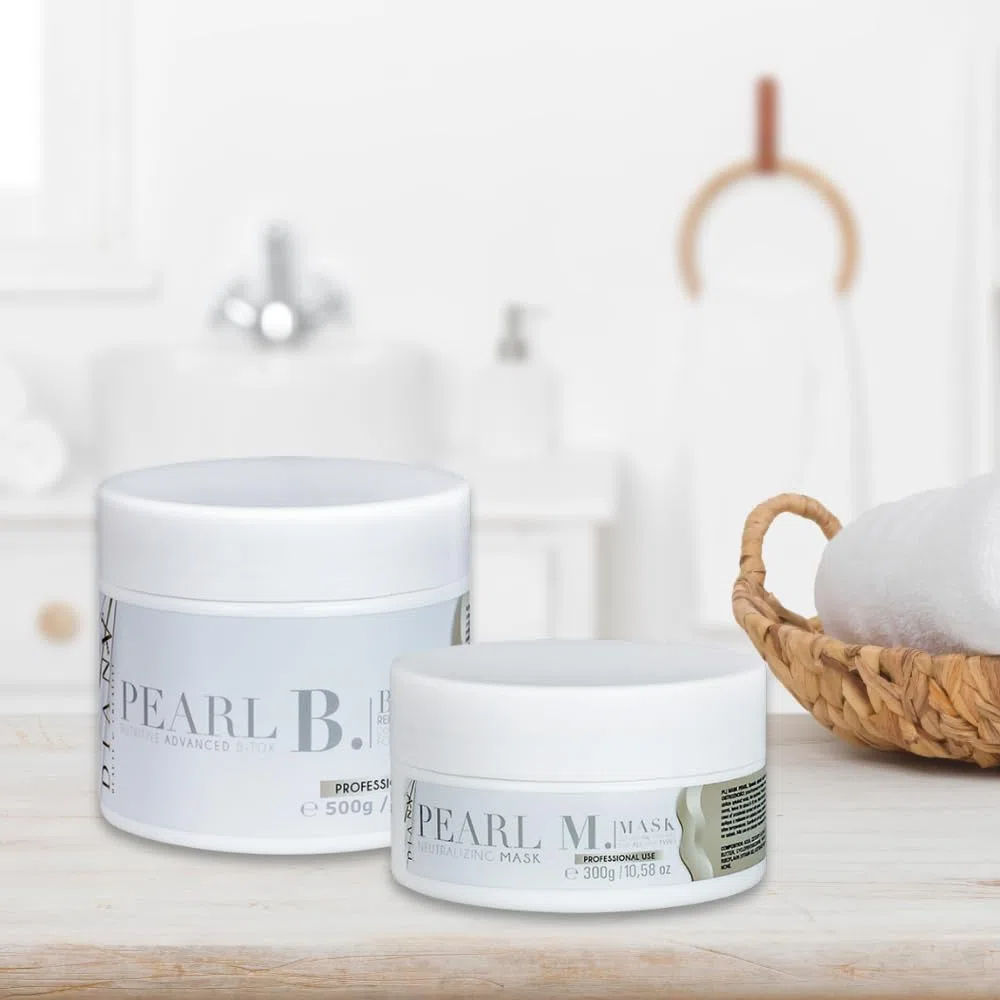 B-Tox für Haare und Haarmaske, Kleines Set, Haarkur mit Zusatz von Aminosäuren und B-Vitamine, Haarregeneration, Haarpflege - Pearl, 500g + 300g