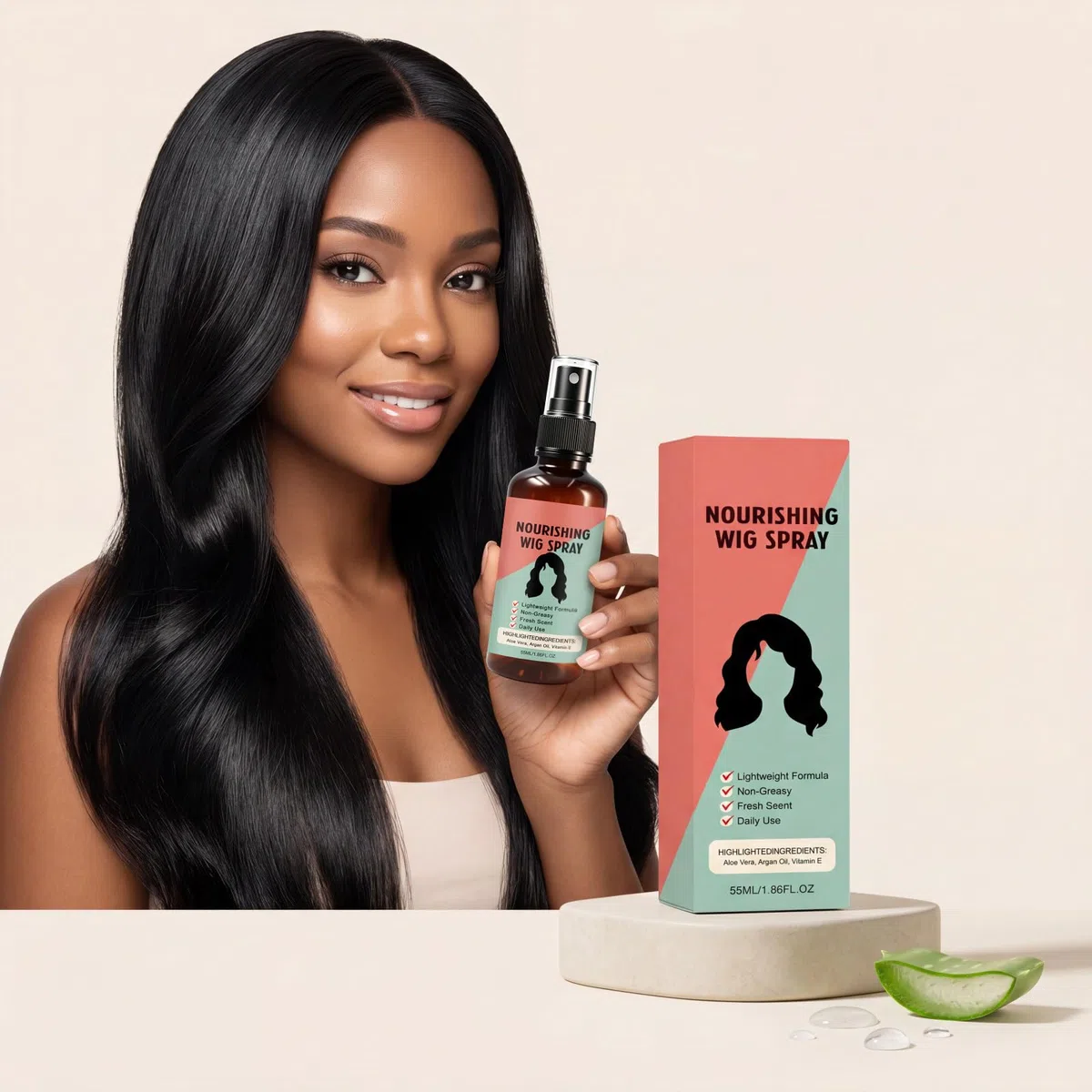 Leichtes, pflegendes Perückenspray (ohne Ausspülen), Leave-in-Conditioner-Spray für Perücken, Anti-Frizz-Formel (nicht fettend), 55 ml für die tägliche Pflege von Kunsthaarperücken. (8pcs)