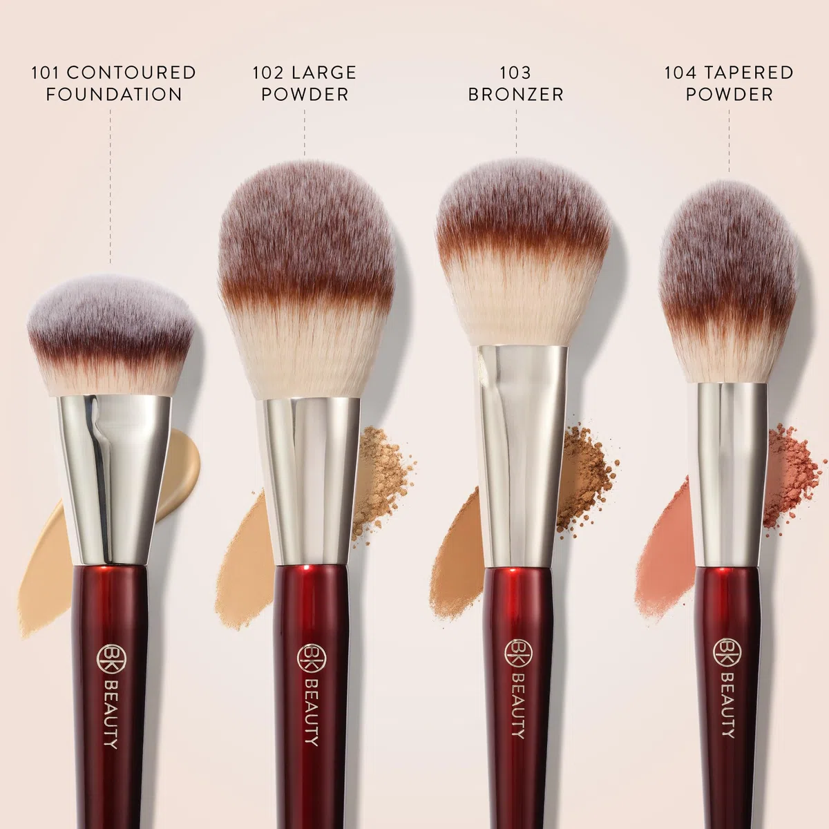 BK BEAUTY Essentials Gesichtspinsel-Set (4PC), 100% tierversuchsfrei, vegan, weichstes Make-up-Pinsel-Set mit 4 Gesichtspinseln