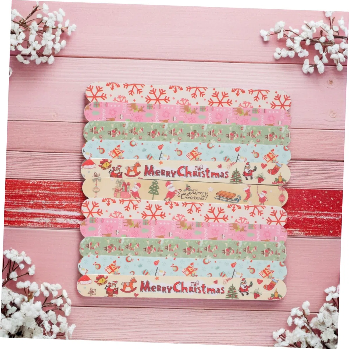 24stücke Teiliges Nagelfeilen Eva-material mit Weihnachtsmotiven Polierwerkzeug für Maniküre und Pediküre zum Feilen und Glätten der Nägel Zufälliger Stil