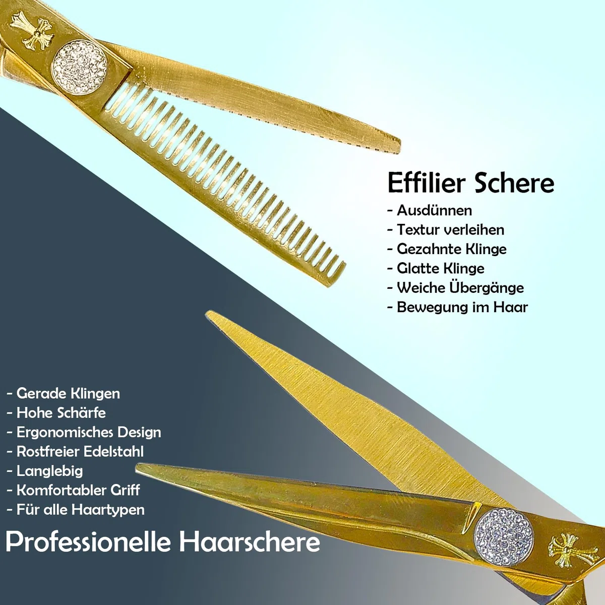 WR CASTLE Home Friseur Set Profi Komplett⏐ Haarschneideschere ⏐ Haarklammern ⏐ Bürste ⏐ Kamm ⏐ Rasiermesser ⏐ Umhang ⏐ Ledertasche