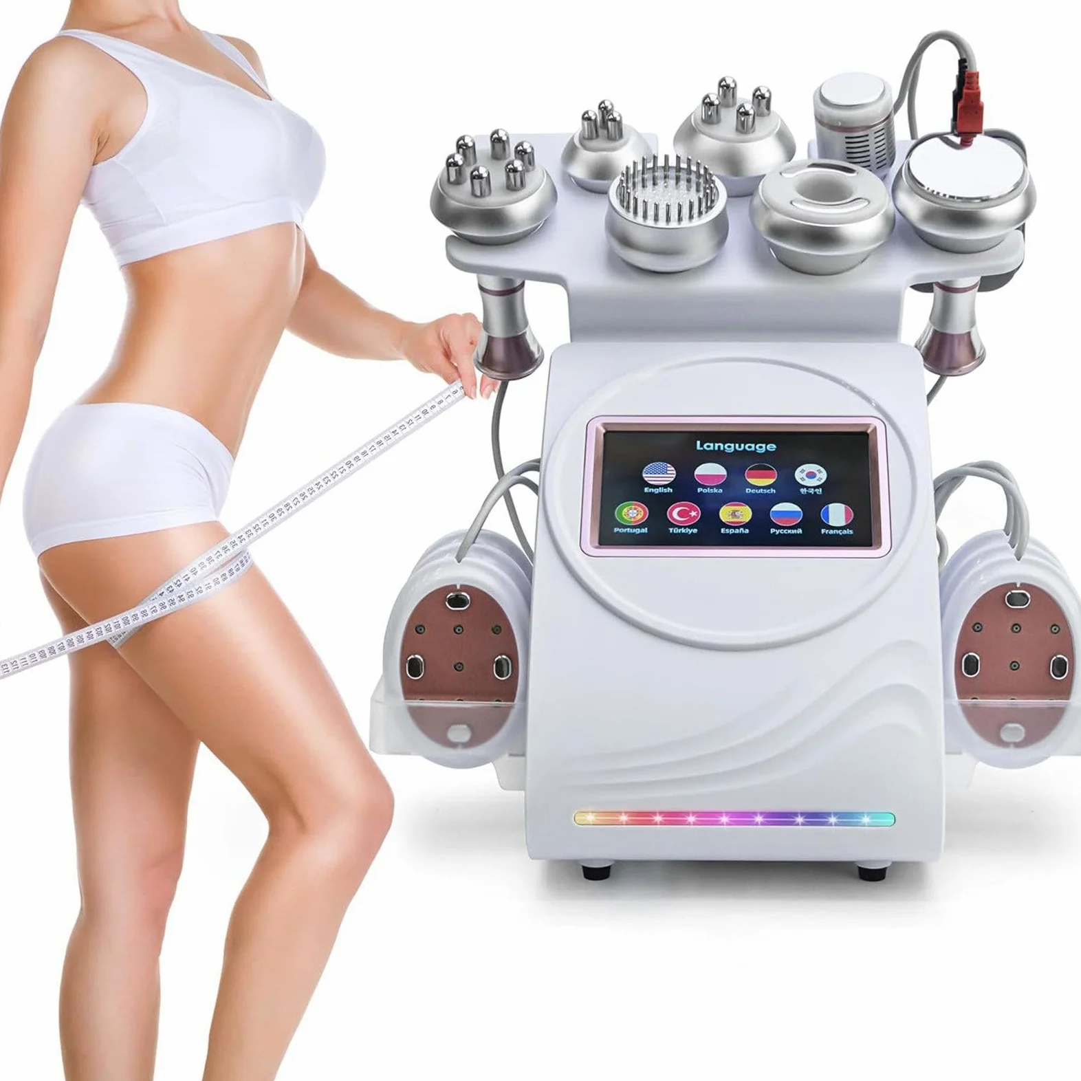 80K Kavitationsgerät, 9-in-1-Körperformungsgerät Professionelle Hautstraffung, Vakuum-Unterdruckkopf – Einstellbarer Abstreif-Saug- Und Freigabemodus, Photorejuvenation B