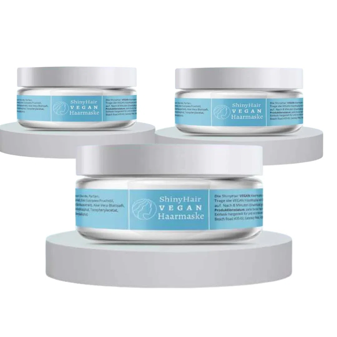 Haarmaske mit Keratin, Rosmarinöl & Arganöl, vegan, 3er Pack | vegane Keratin-Haarkur, für trockenes & strapaziertes Haar, spendet Feuchtigkeit, für glänzendes Haar, 1-2x pro Woche