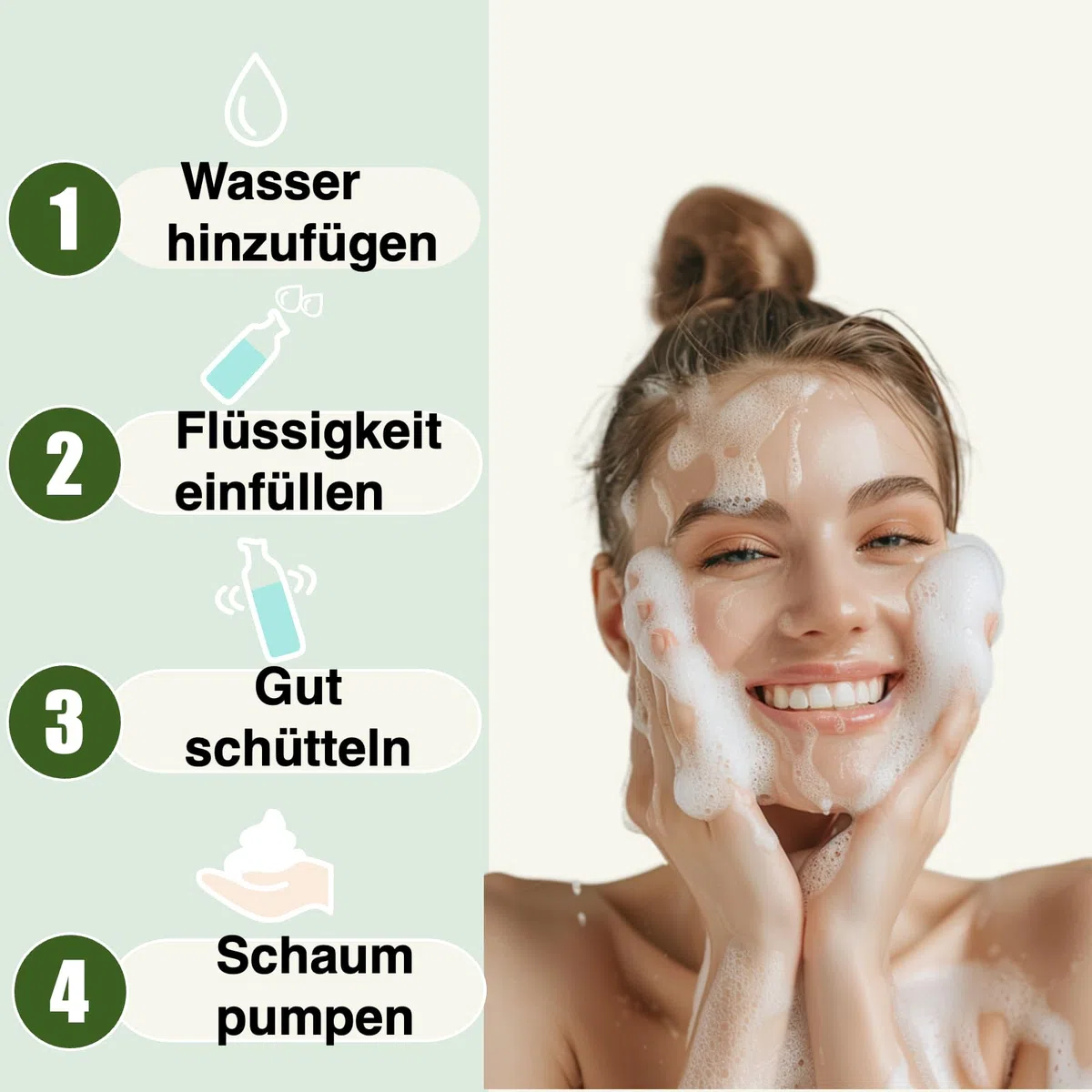 Schaum-Pumpflasche, TSA-genehmigt, nachfüllbar, schäumender Seifenspender, für Shampoo, Duschgel, Handseife, Gesichtsreiniger