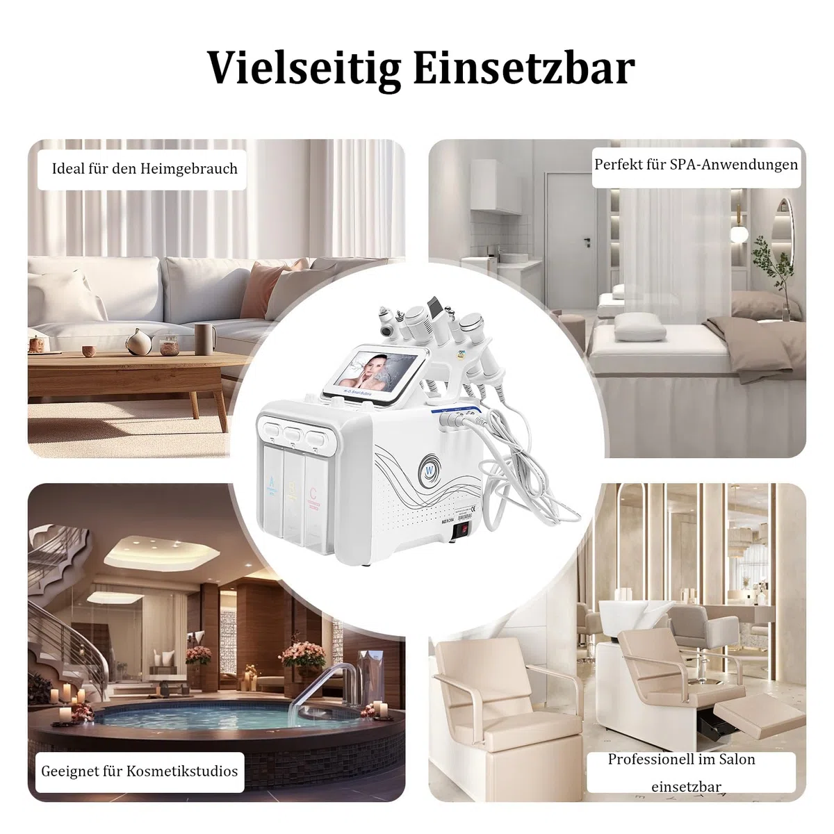 Hydrafacial Geraet Aquafacial 6 in 1 Microdermabrasion Porenreiniger Mitesserentferner Ultraschall Spray Kalthammer Wasserstoff Sauerstoff Hautpflegegeraet