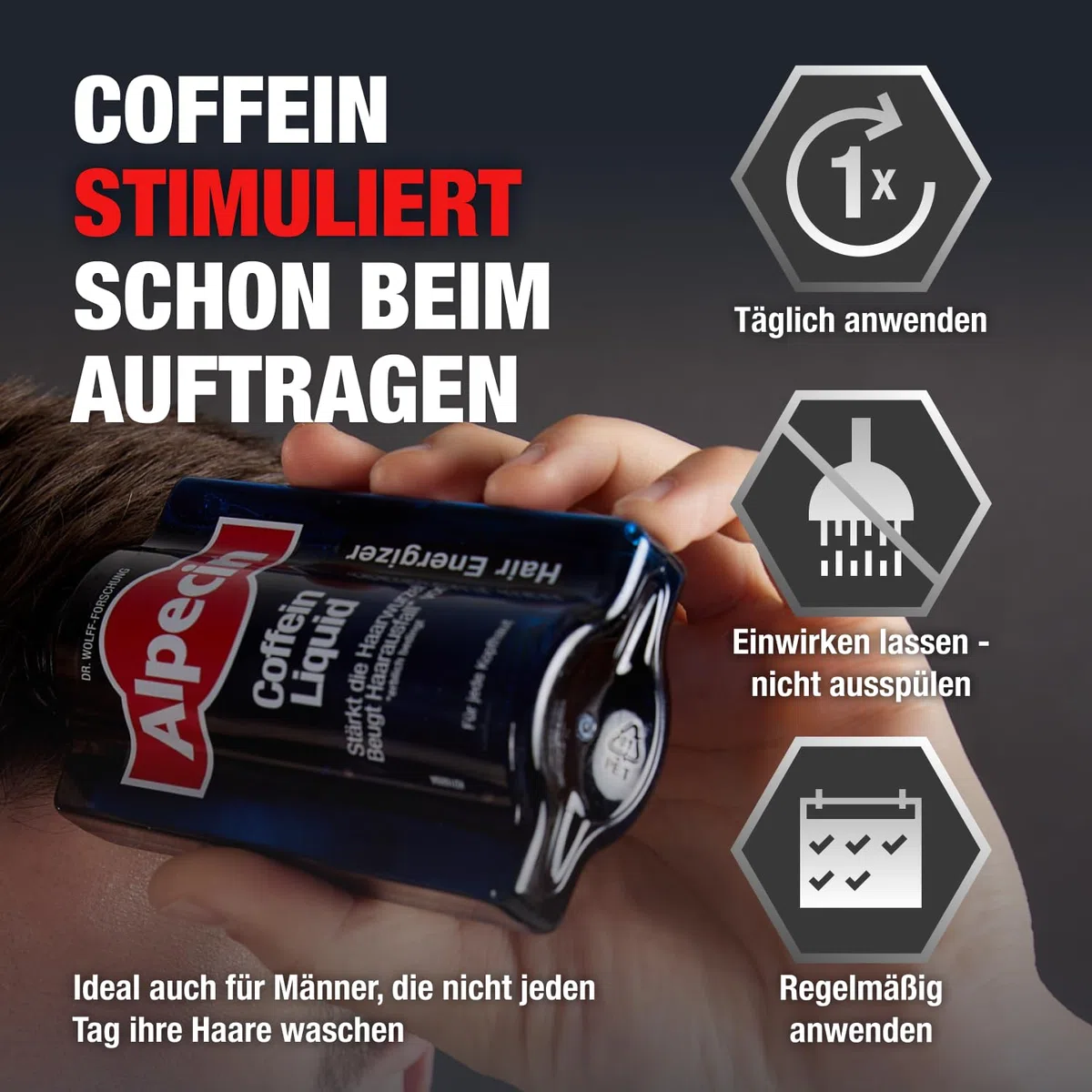 Alpecin Coffein-Liquid - 4 x 200 ml - Haarwasser zur Vorbeugung von erblich bedingtem Haarausfall bei Männern – zur Stärkung der Haarwurzel