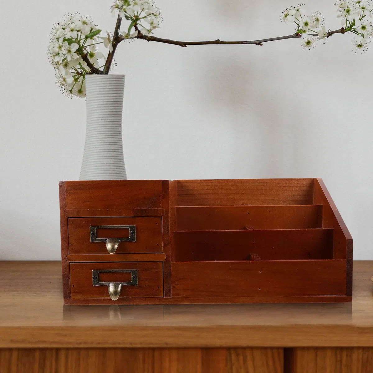 Schreibtisch Organizer mit Schubladen Aufbewahrungsfach für Kosmetik und Kleinigkeiten Dekorativer Lagerbehälter für Zuhause und Bastelbedarf