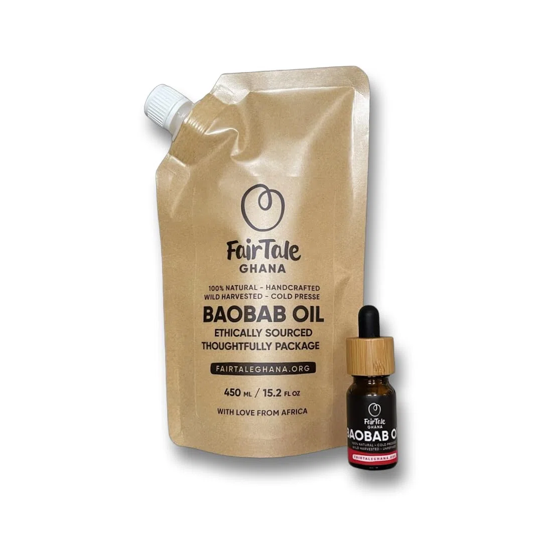 Baobab Öl, 450 ml, 100% Natürlich, Handgemacht, Wildgepflückt, Kaltgepresst