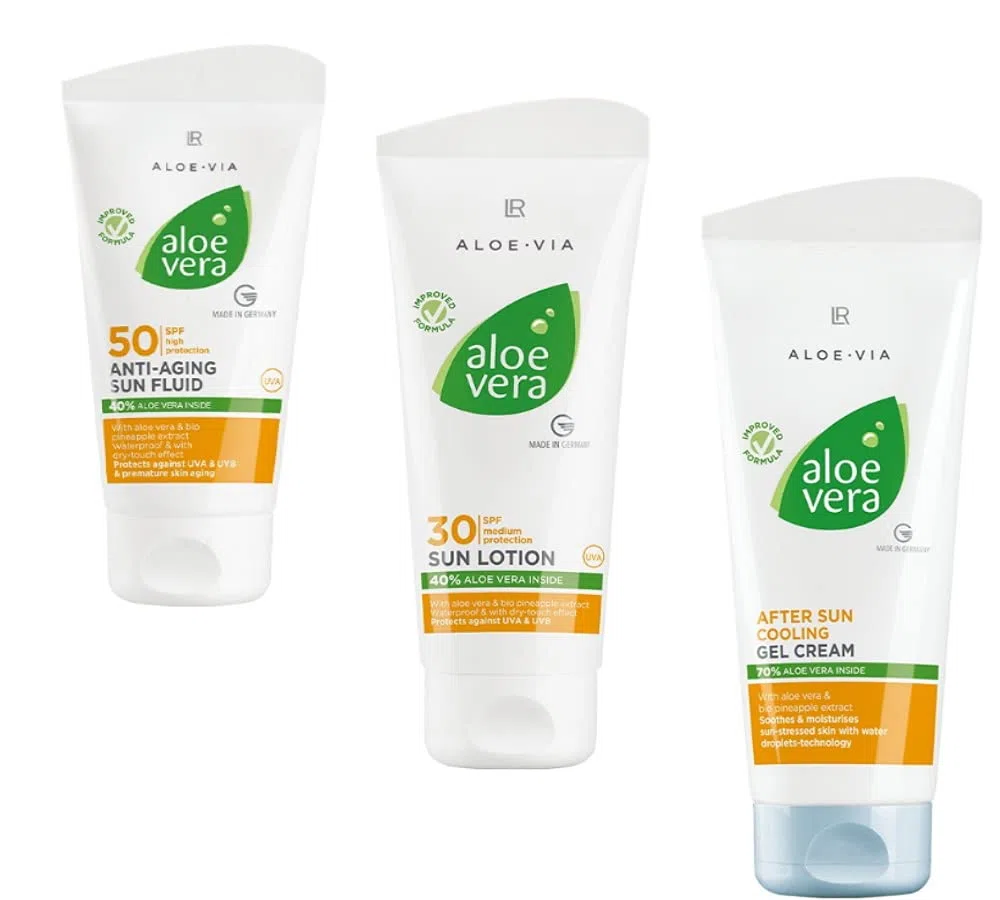 Hochwirksamer UVA-/UVB-Schutz für jeden Hauttyp durch den LR Aloe Vera Sun Sonnen-Set