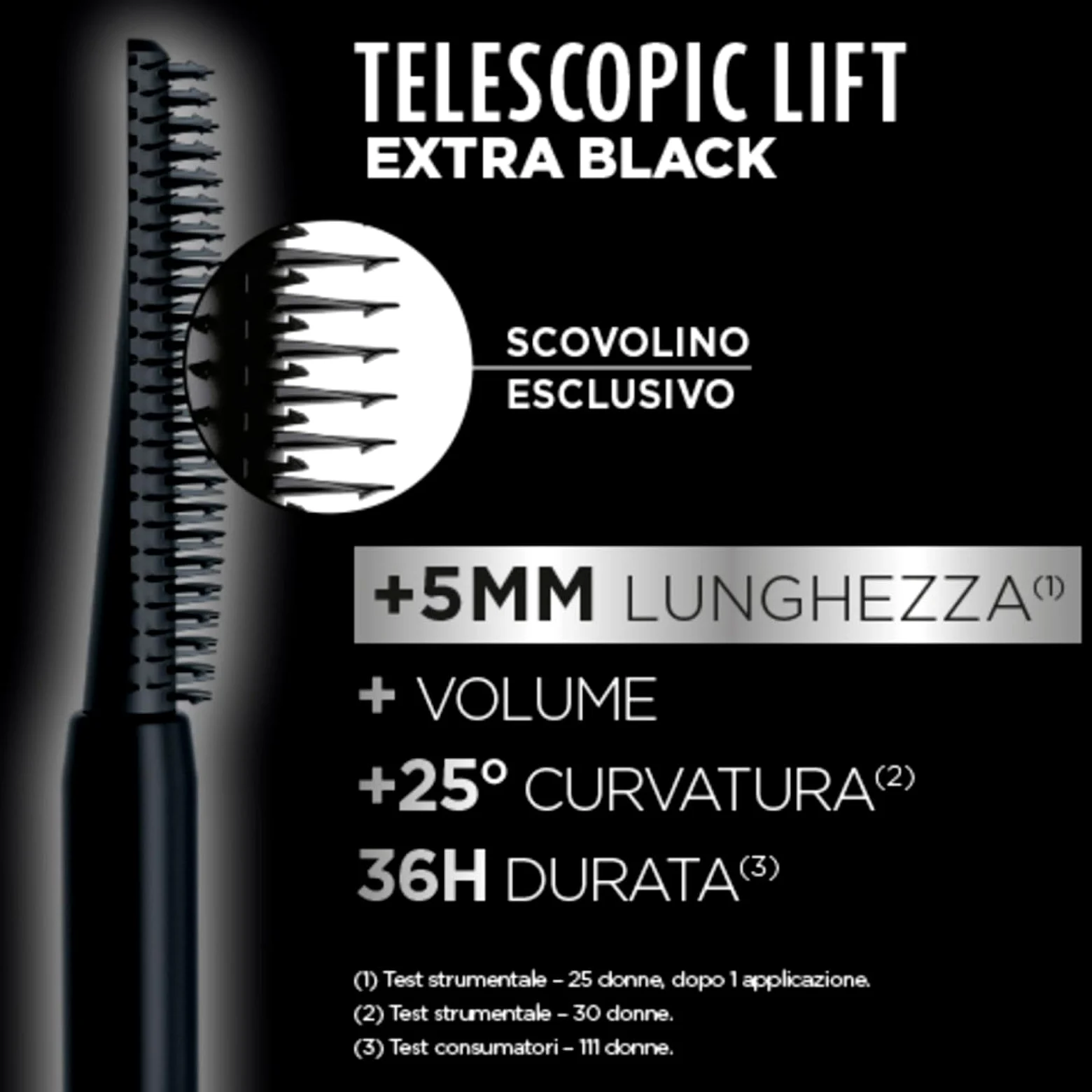 L'Oréal Paris Telescopic Lift Mascara, verlängerend und voluminös, 36 Stunden, Effekt gekräuselte Wimpern, ohne Klumpen, Formel mit Ceramiden, Farbe Extra Schwarz, 4 Kosmetika