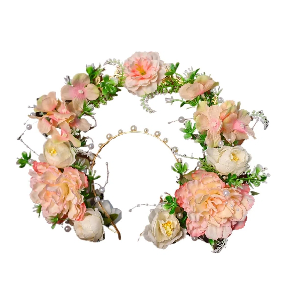 Haarreif mit künstlicher Blumenkrone Künstliche Blumenkrone, mehrfarbiges Tiara-Stirnband, Braut-Frauen-Haarschmuck(Color1)