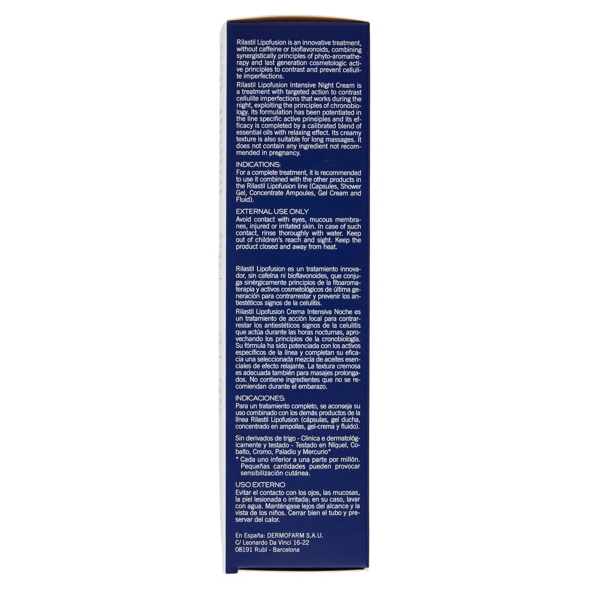 Rilastil Lipofusion Intensive Nachtcreme, Cellulite-Behandlung, Leichte und Feuchtigkeitsspendende Textur, 200 ml