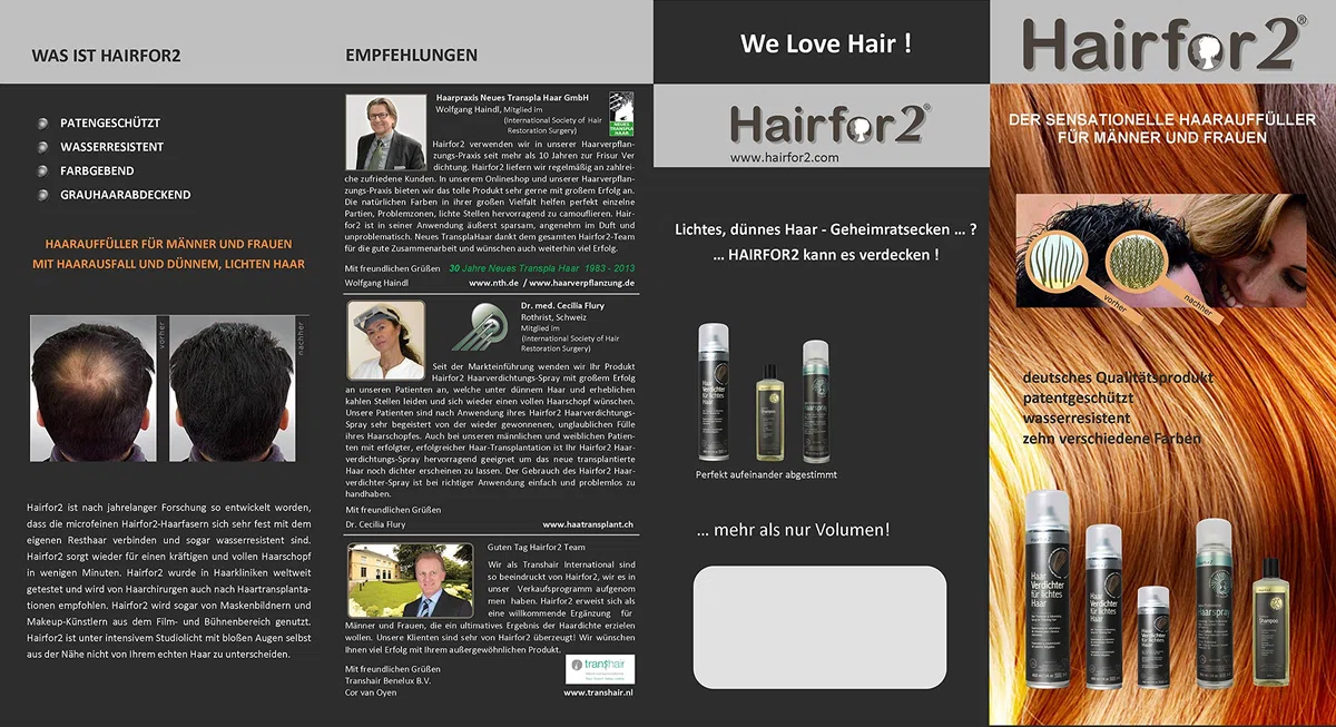Hairfor2 Haarverdichtungsspray gegen lichtes Haar | Haarpuder | Streuhaar | Haarauffüller | Haarausfall | Haarverdichter (300ml, Mittelblond)