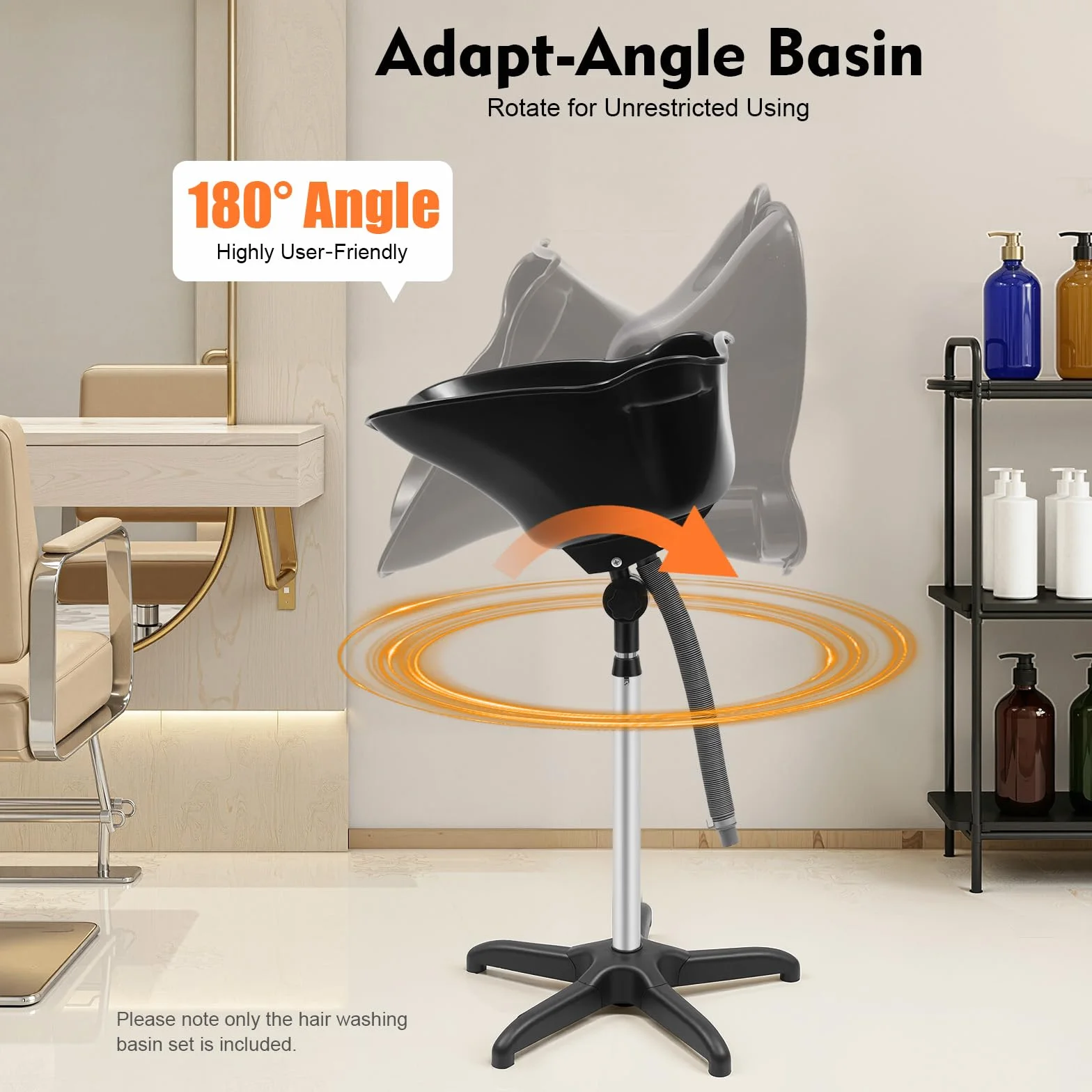 Mobiles Haarwaschbecken, Friseur Waschbecken Ergonomischen Design, Tragbarer Rückwärtswaschbecken Einstellbare Höhe, Praktisch, haarwaschbecken für Bettlägerige, Behinderte