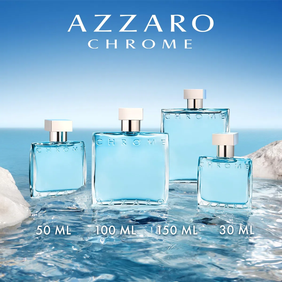 Azzaro Chrome Eau de Toilette, frischer und aquatischer Herrenduft, zitrisch-marines Parfüm mit umhüllender Leichtigkeit, erfrischender Duft für Männer